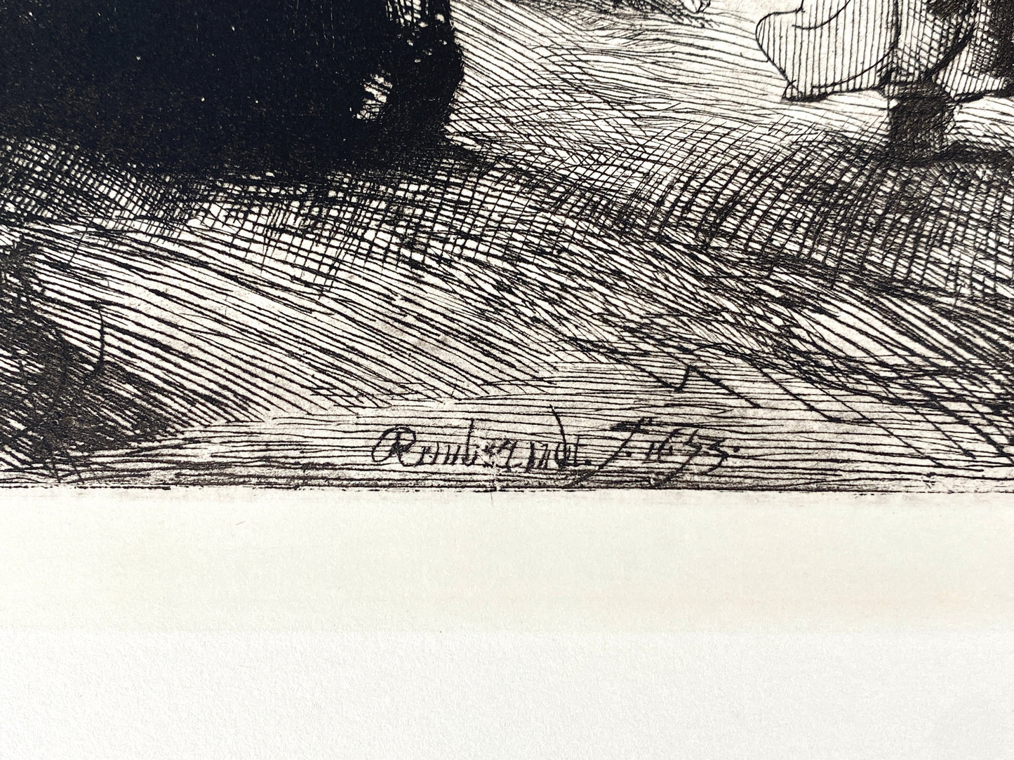 Kupferstich "Die drei Kreuze" von Rembrandt van Rijn (1653), Faksimile der Bundesdruckerei Berlin