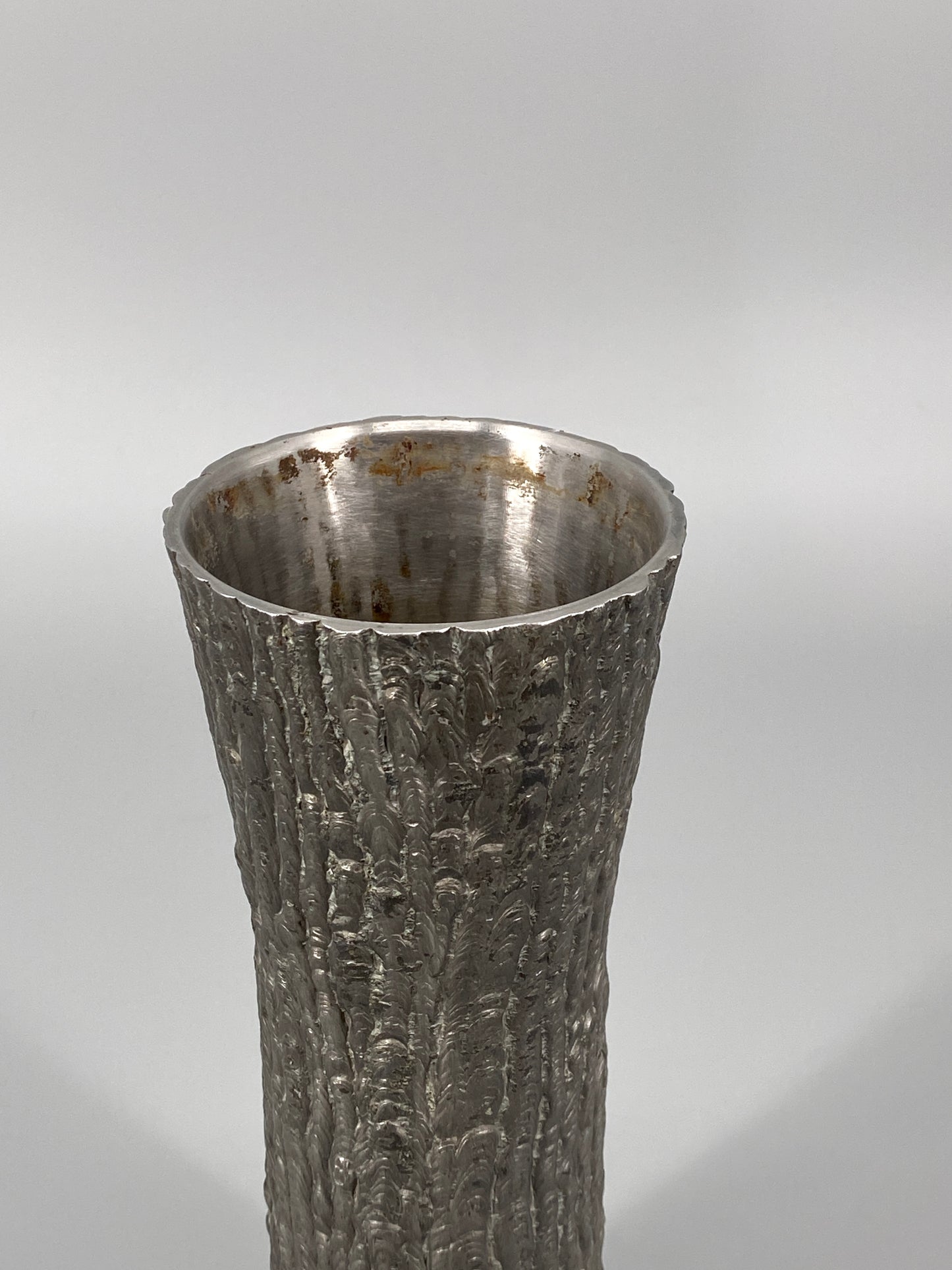 brutalistische Vase aus Stahl, 70er