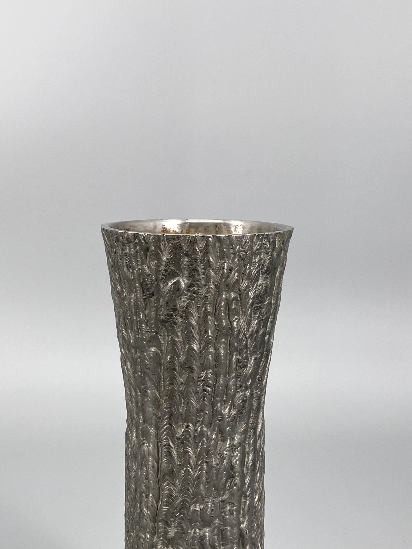 brutalistische Vase aus Stahl, 70er