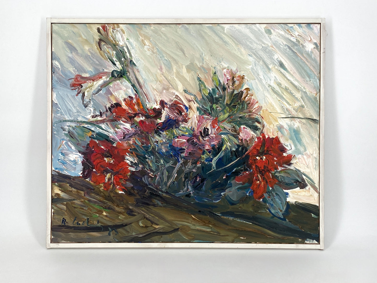 Ölgemälde "Amaryllen und Tulpen und Lilien" von Roland Ladwig auf Leinwand, 1987