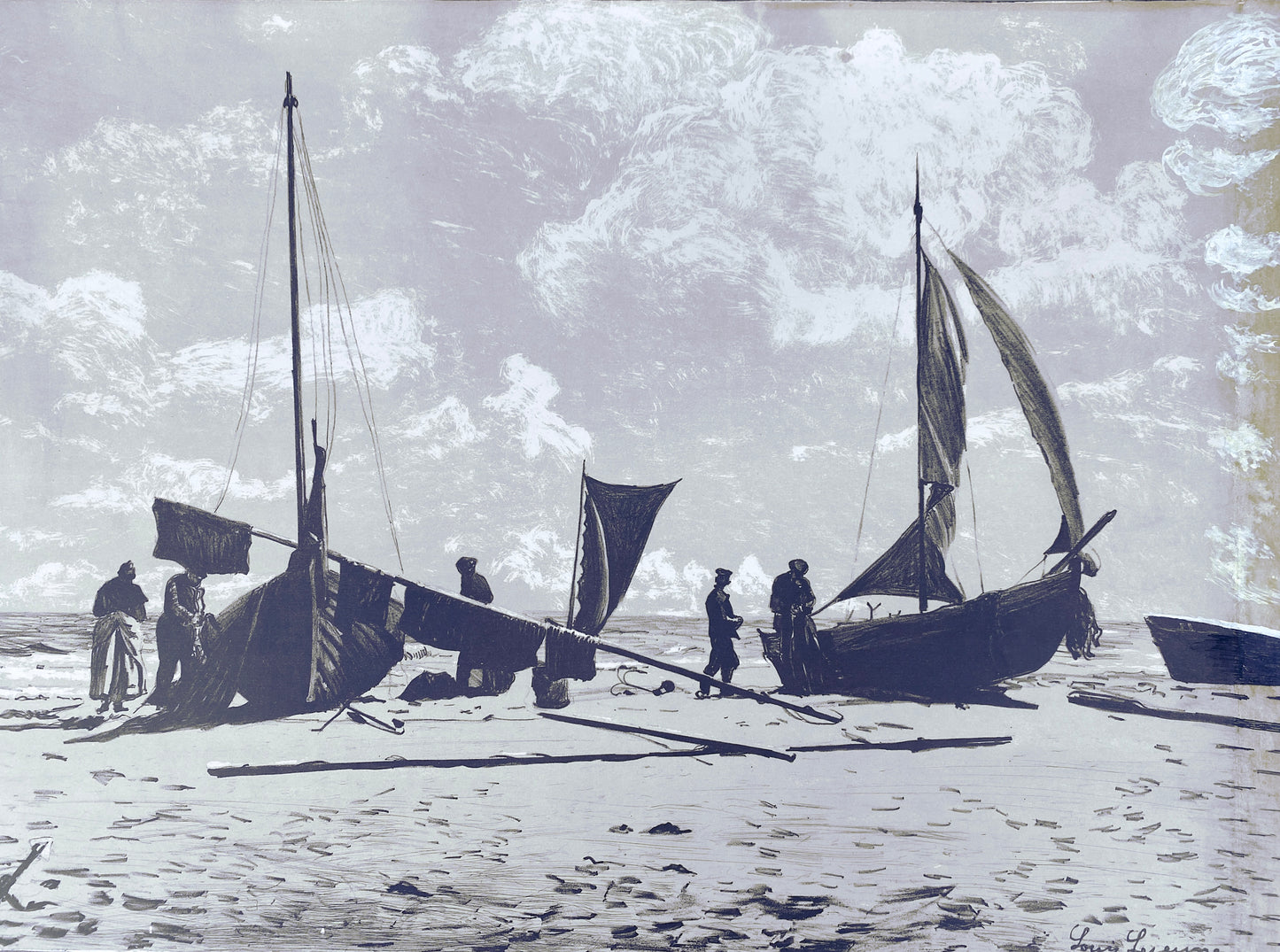 Louis Lejeune - Fischerboote am Strand