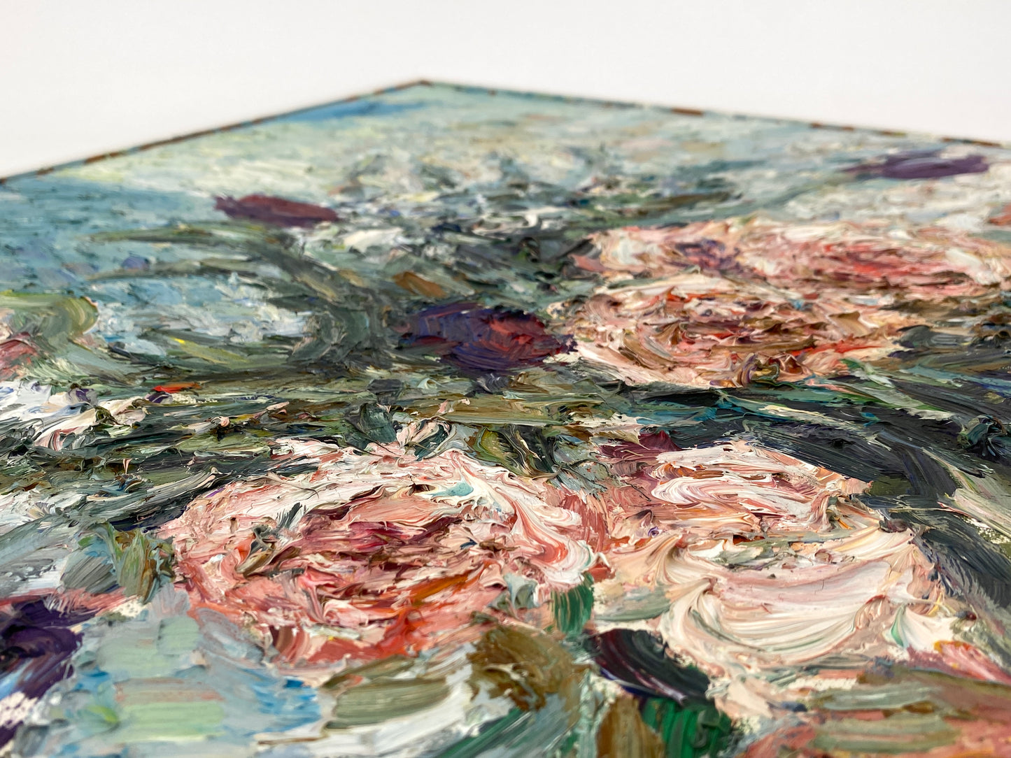 Ölgemälde "Blumenstrauß in Glasvase" von Roland Ladwig auf Leinwand, 1980-1991