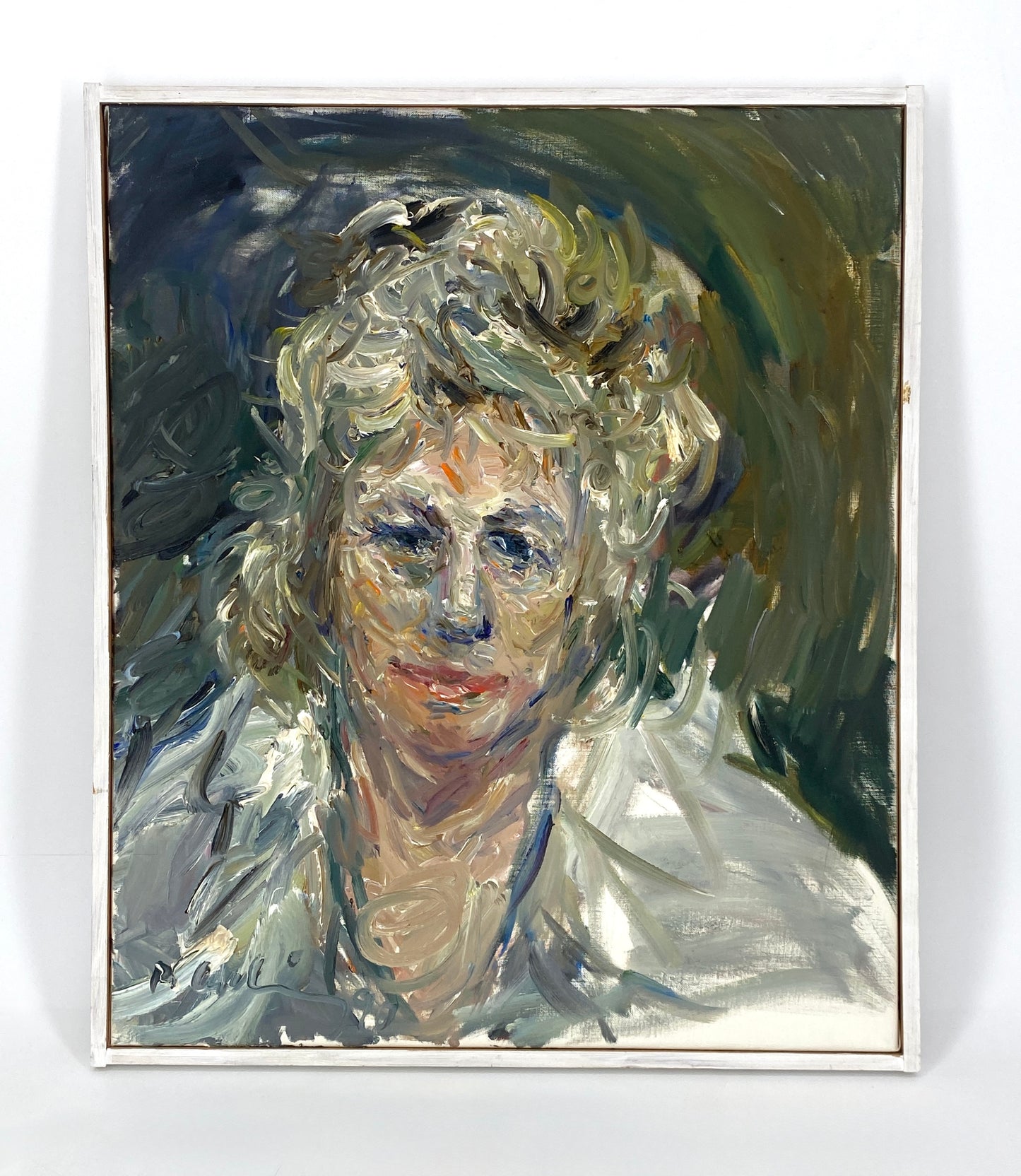 Ölgemälde "Porträt von Katharina Kurz" von Roland Ladwig auf Leinwand, 1990