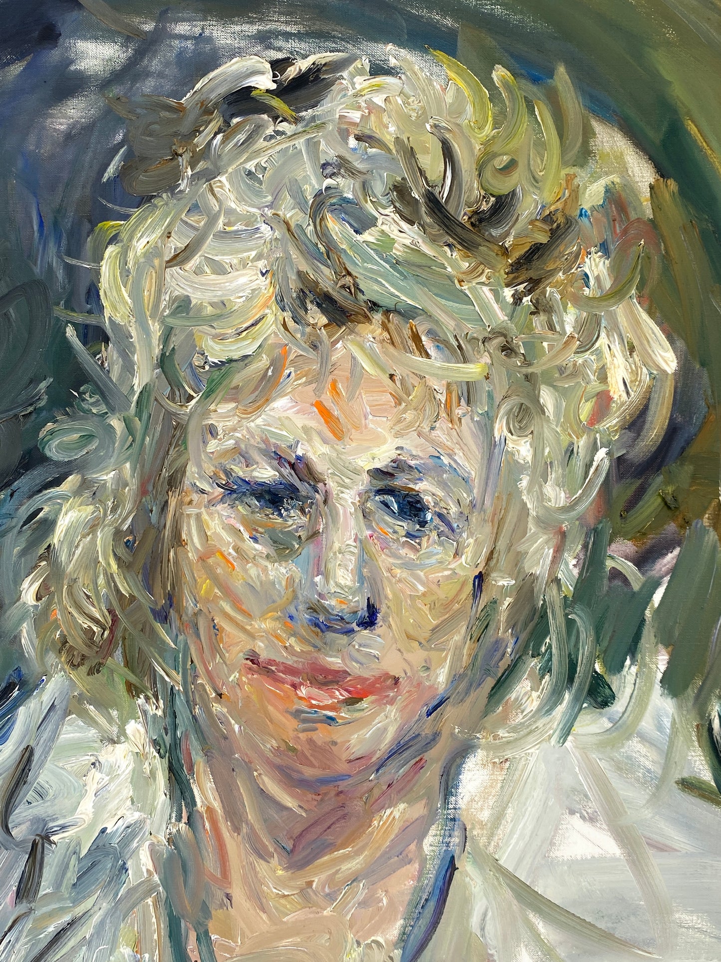 Ölgemälde "Porträt von Katharina Kurz" von Roland Ladwig auf Leinwand, 1990