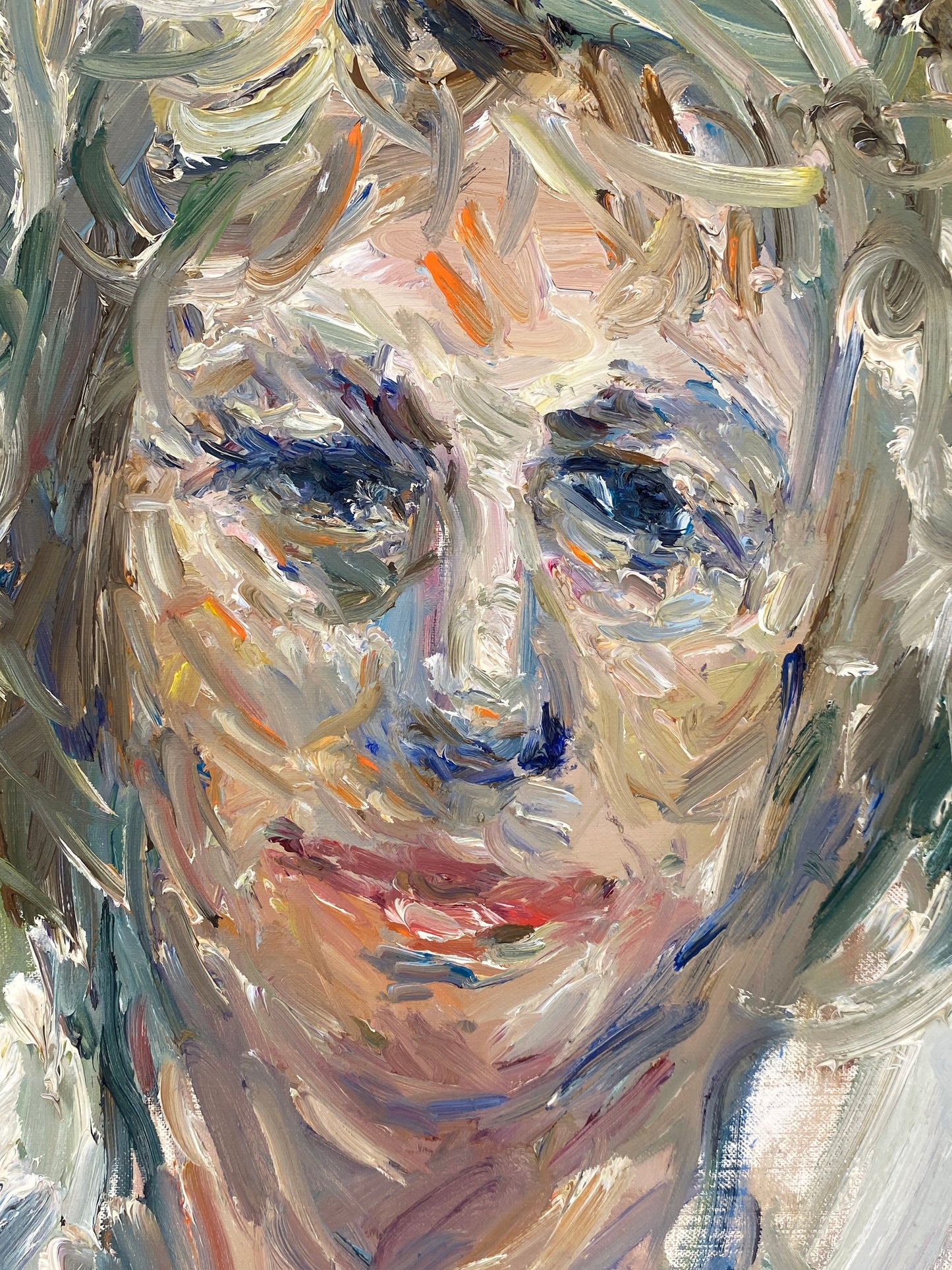 Ölgemälde "Porträt von Katharina Kurz" von Roland Ladwig auf Leinwand, 1990