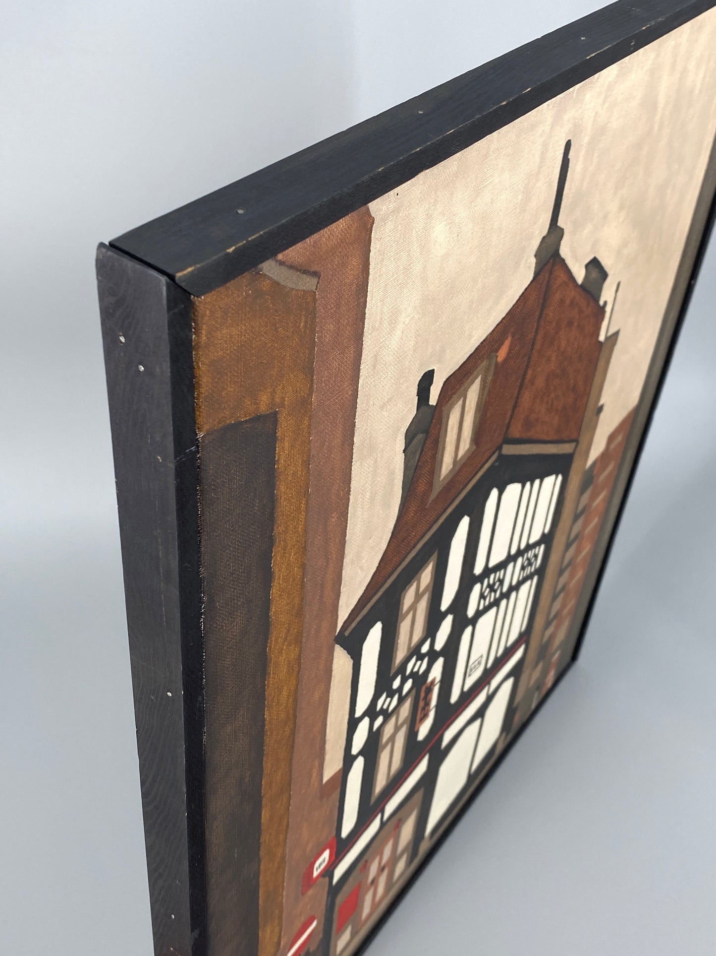 Acrylgemälde "London Pub" von Hetzel im Stil des Magischen Realismus, 1972