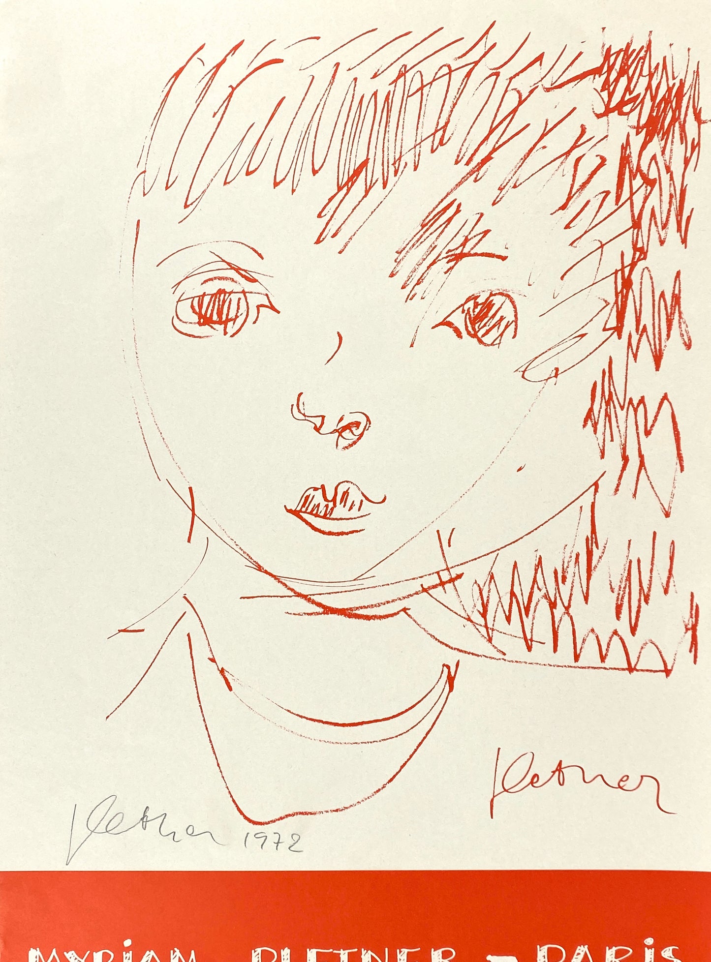 Ausstellungsplakat zur Ausstellung von Myriam Pletner, Berlin 1972, handsigniert von der Künstlerin