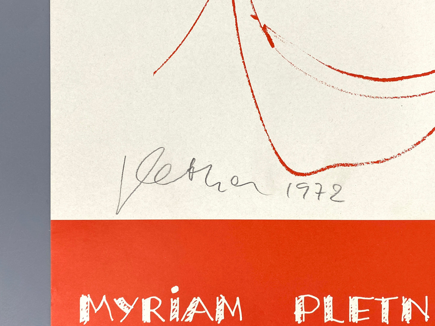 Ausstellungsplakat zur Ausstellung von Myriam Pletner, Berlin 1972, handsigniert von der Künstlerin