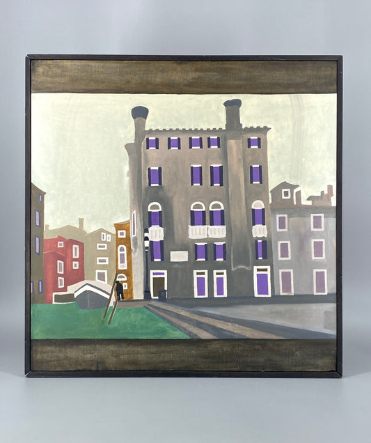 Acrylgemälde "Szene in Venedig" von Hetzel im Stil von des Magoschen Realismus, 70er