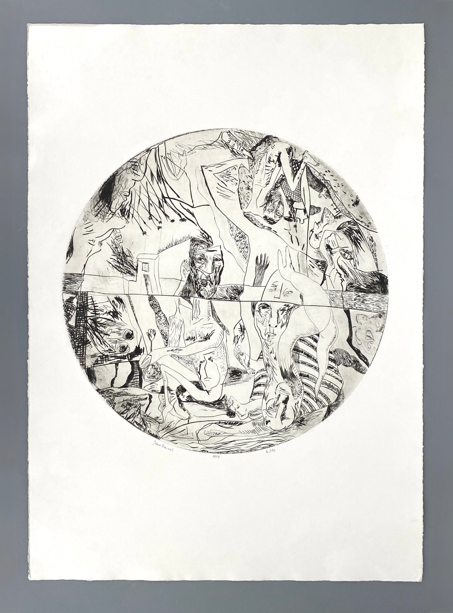Große, nummerierte Radierung von Jana Grzimek (geb. 1964), 1998