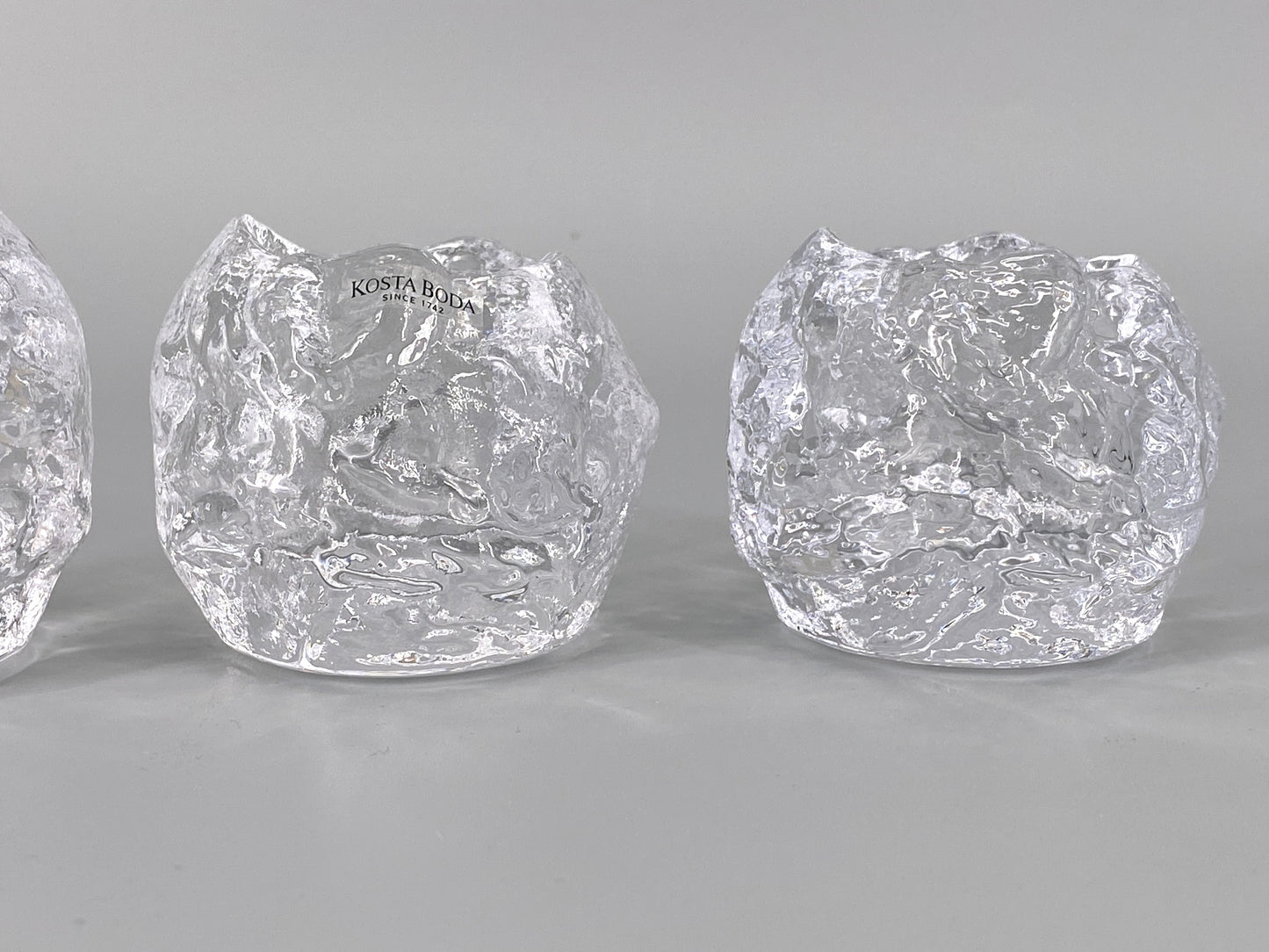5 Teelichthalter "Snowball" von Ann Wärff für Kosta Boda, Schweden