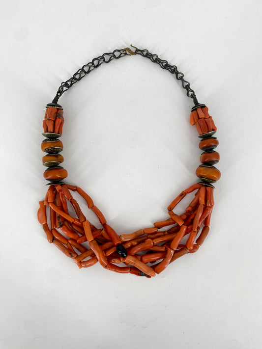 Antikes Collier aus Koralle, Berberschmuck, Marokko