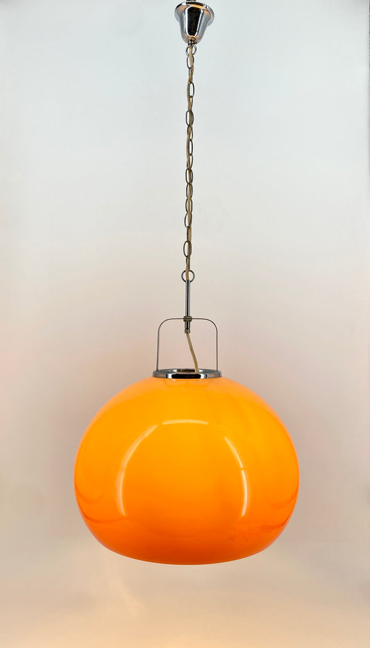 Orangefarbene Deckenlampe "Lucerna" von Harvey Guzzini, Italien, 60er/70er Jahre