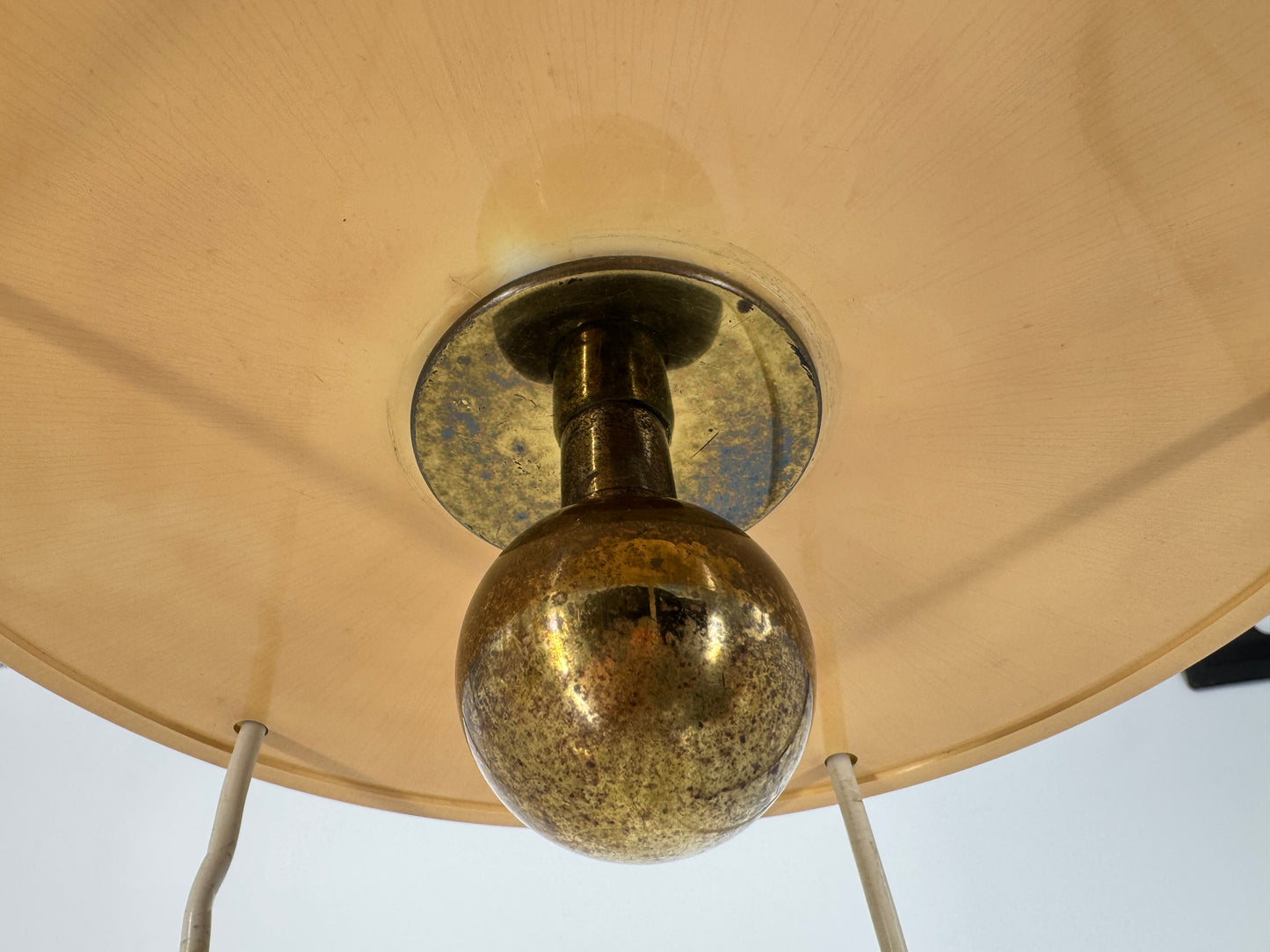 Pendelleuchte, 5x weiße Glaskugeln 60er Jahre