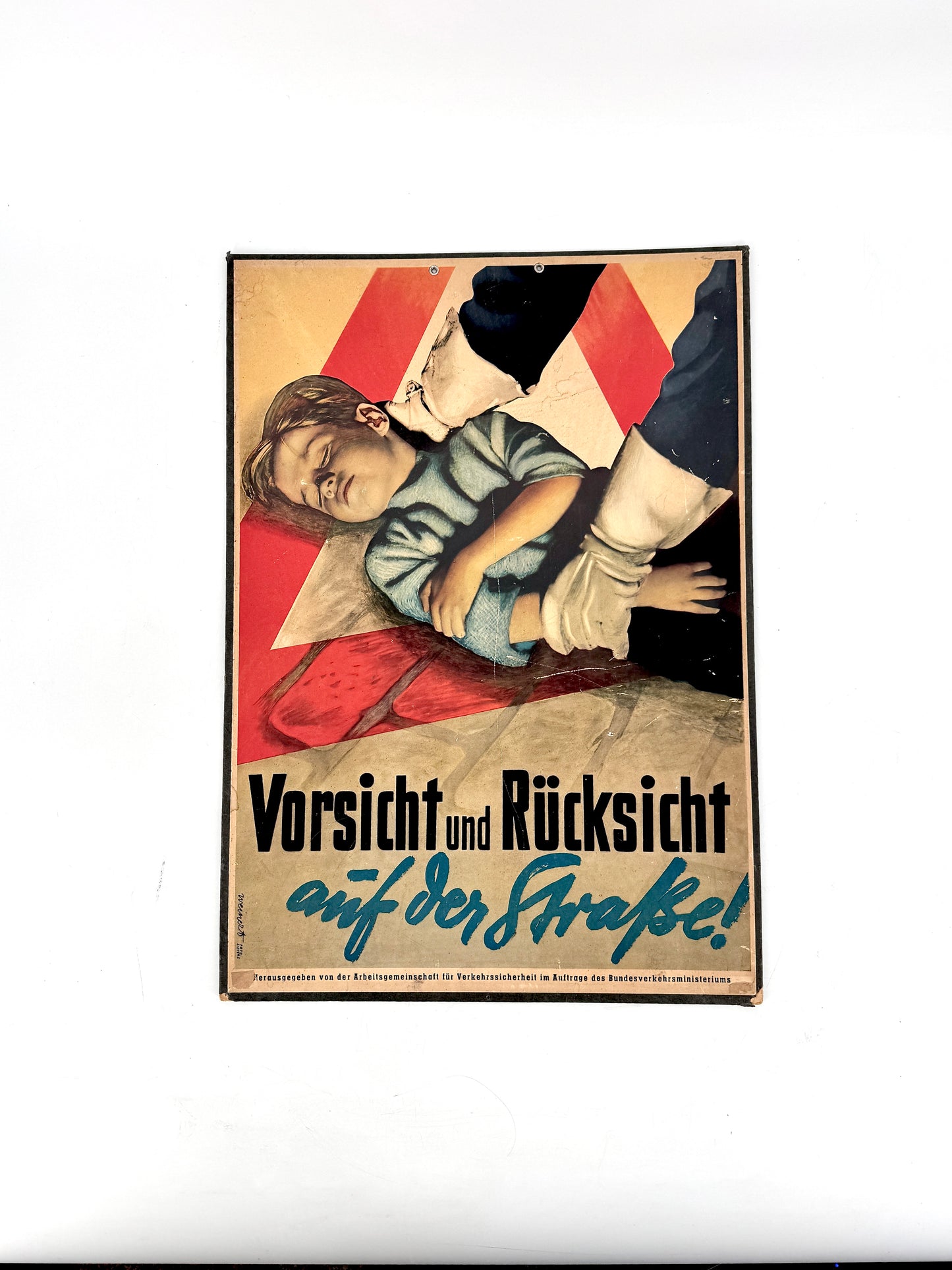 Lehrplakat der Arbeitsgemeinschaft für Verkehrssicherheit, Vorsicht und Rücksicht im Straßenverkehr