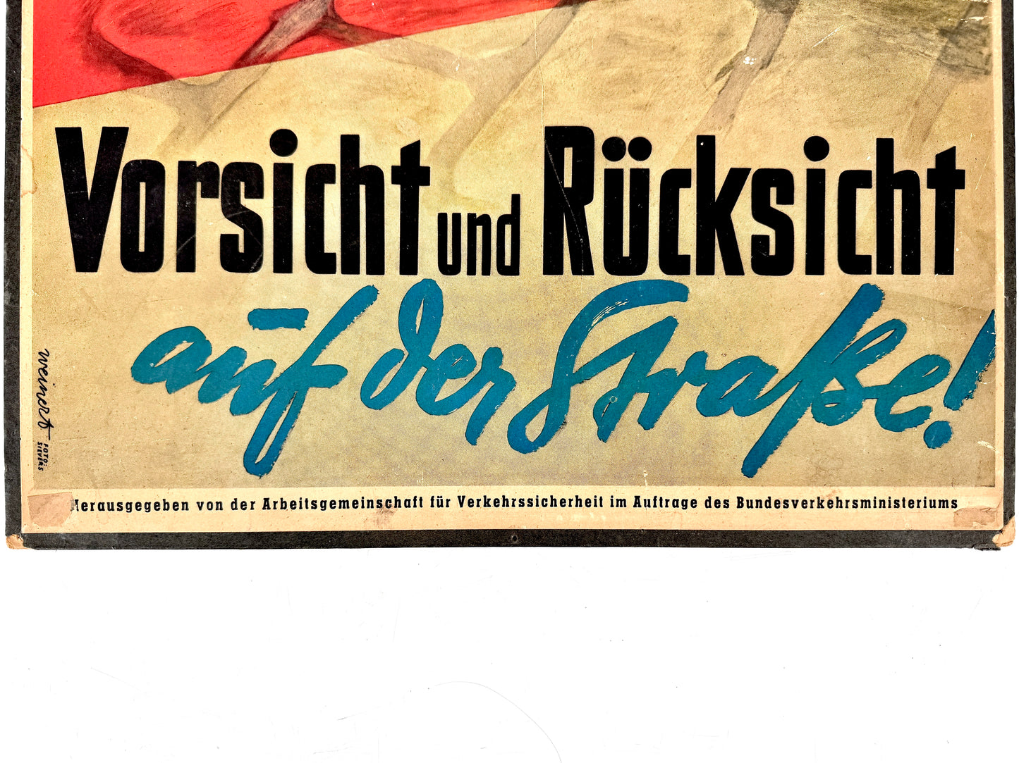Lehrplakat der Arbeitsgemeinschaft für Verkehrssicherheit, Vorsicht und Rücksicht im Straßenverkehr