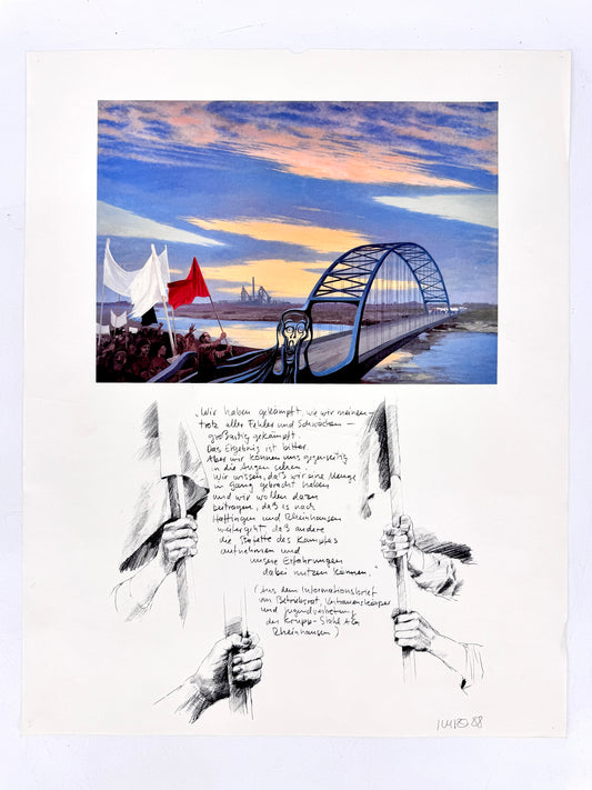 Poster, Arbeitskampf Duisburg-Rheinhause, Stahlwerk Thyssen Krupp