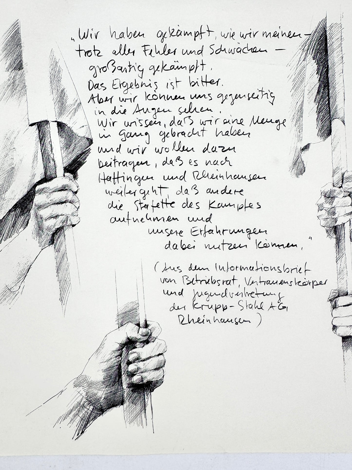 Poster, Arbeitskampf Duisburg-Rheinhause, Stahlwerk Thyssen Krupp