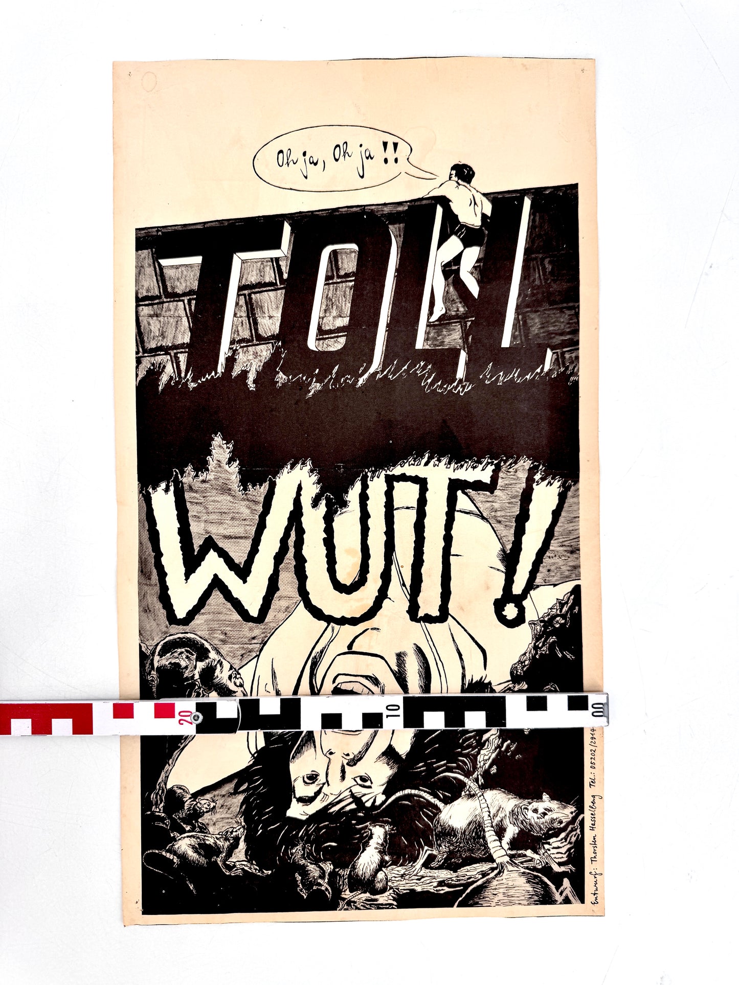 TOLL WUT. Comic-Kunstdruck, auf dünnem Papier, von Thomas Hasselberg