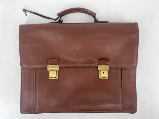Leder- und Aktentasche, hochwertig. Verschliessbar, mit Tragegriff und vielen Taschen.