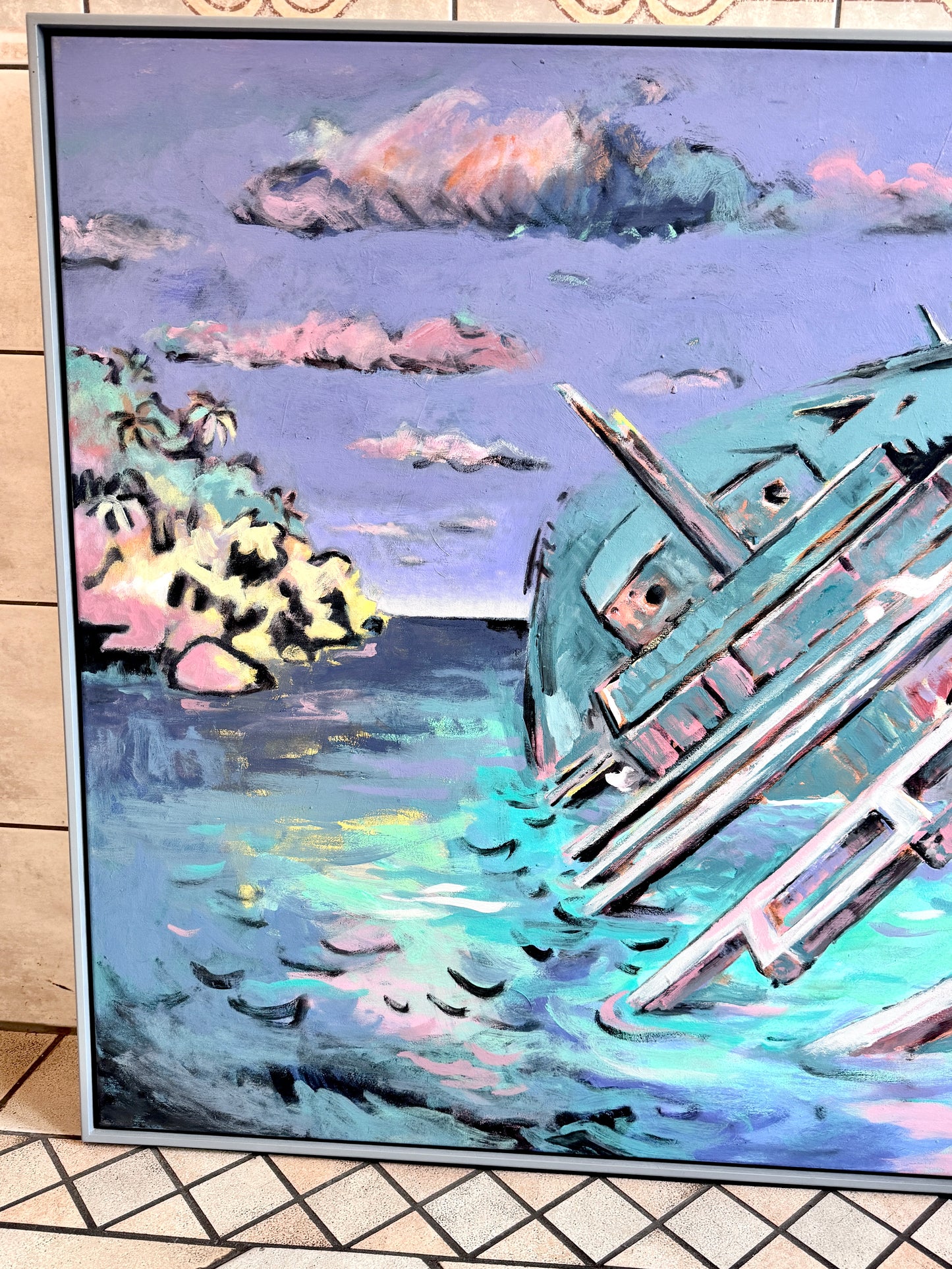 "Vanitas Vanitatum/Wrack vor Noumea" Acryl Gemälde von Uwe Müller Fabian, Deutschland 2016