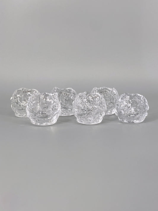 6 Teelichthalter "Snowball" von Ann Wärff für Kosta Boda, Schweden