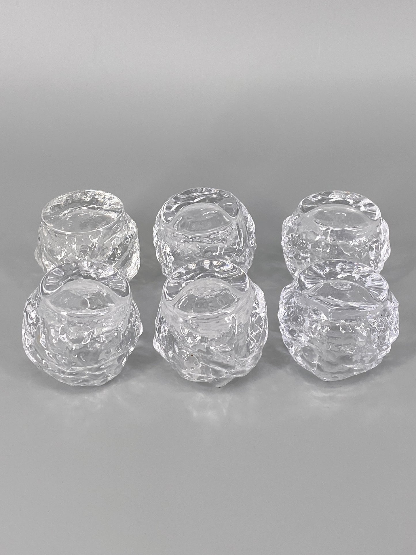 6 Teelichthalter "Snowball" von Ann Wärff für Kosta Boda, Schweden