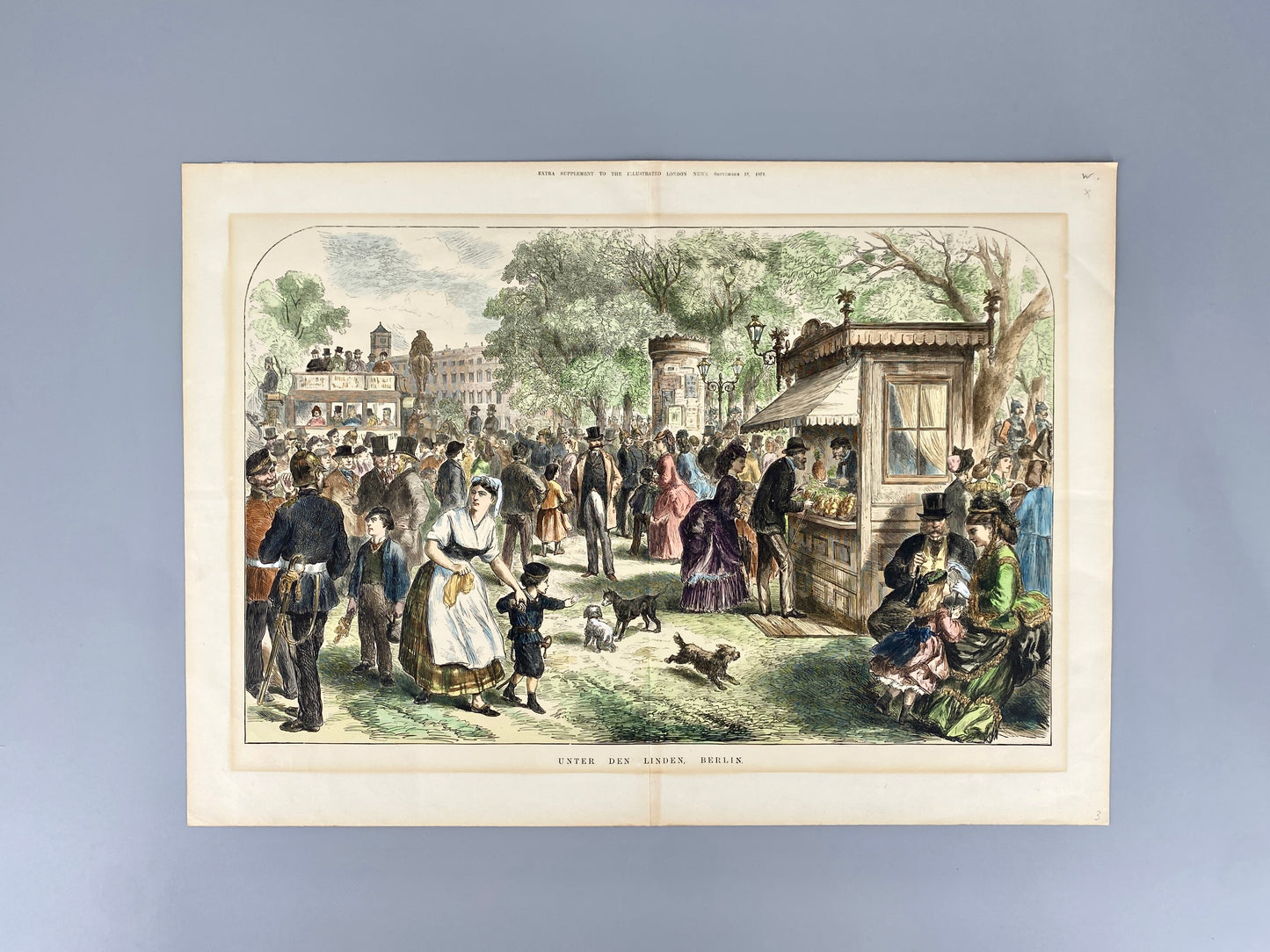 Berlin, Unter den Linden. Kolorierter Holzschnitt aus The Illustrated London, 1873