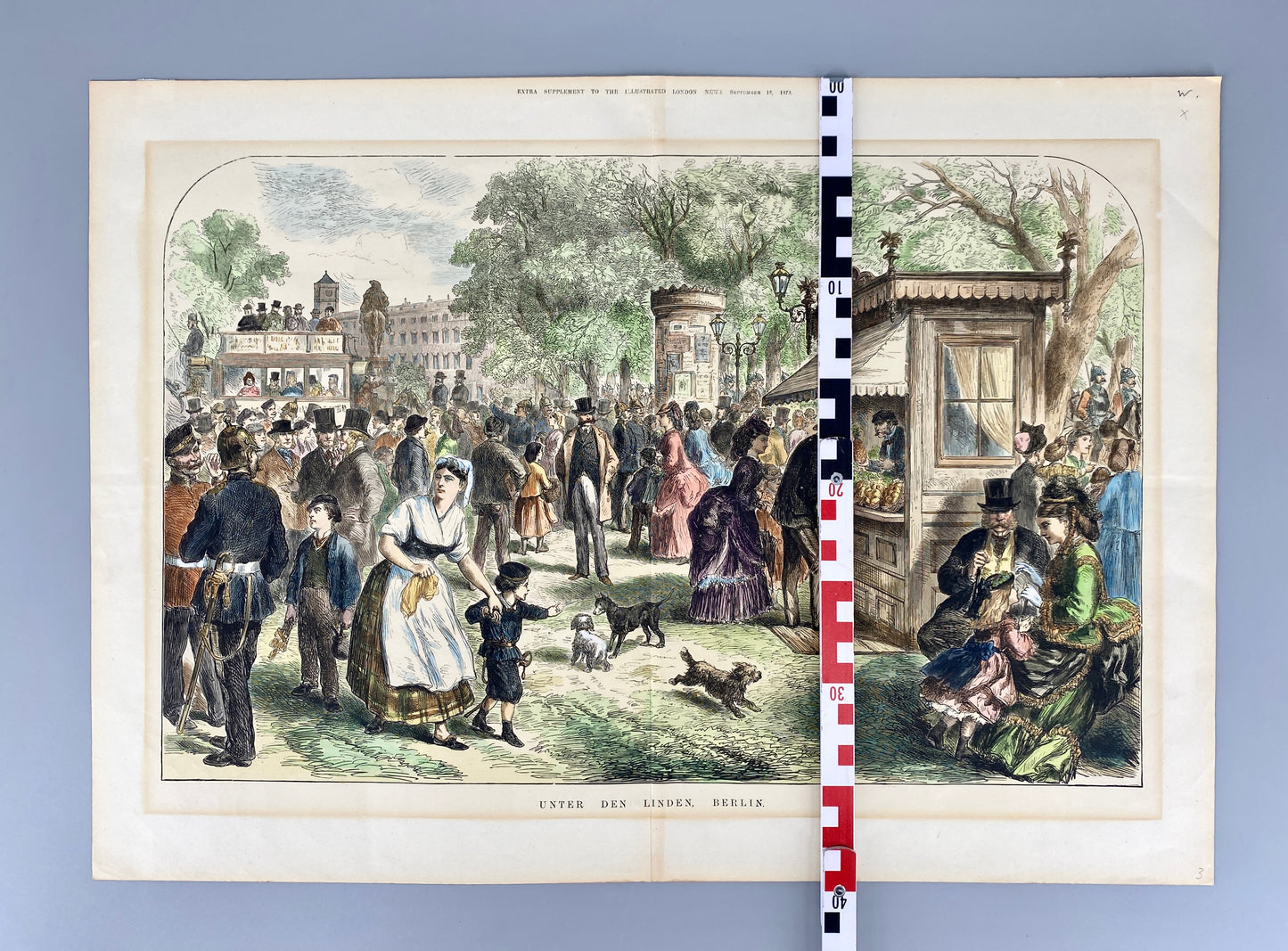 Berlin, Unter den Linden. Kolorierter Holzschnitt aus The Illustrated London, 1873