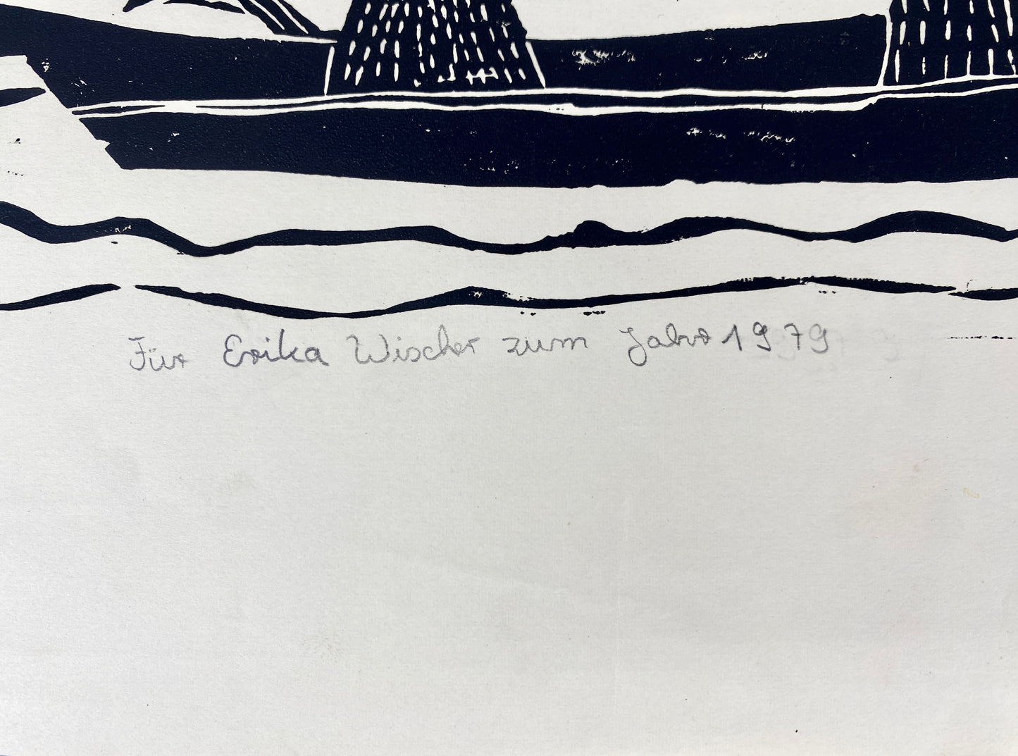 Segelschiff, illustrativer Linolschnitt