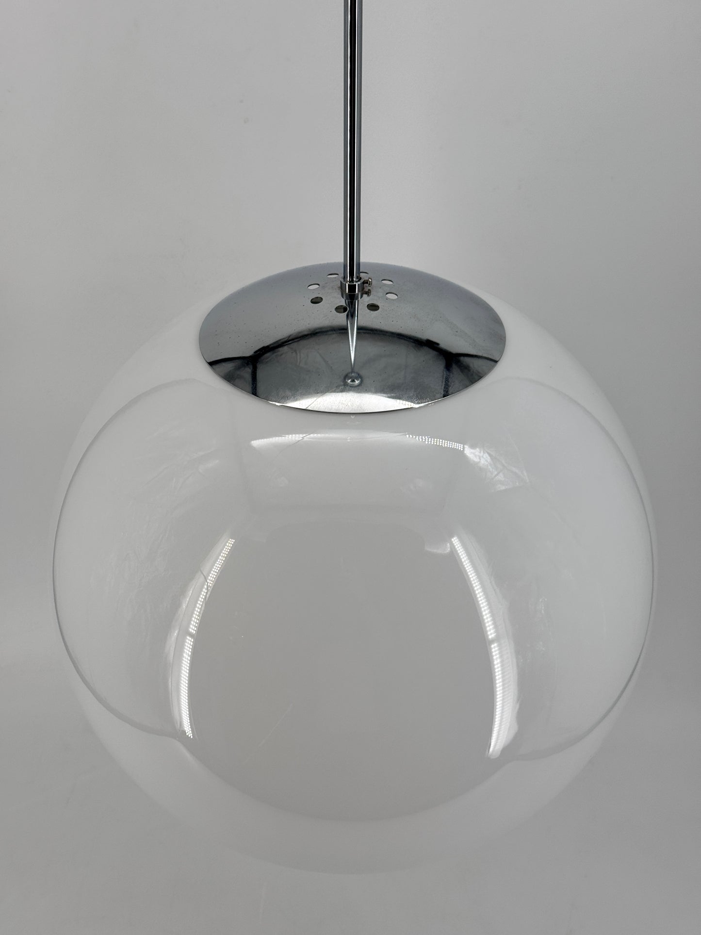 Tecnolumen, Bauhaus, Kugellampe, opalglas, Chrom, 70er