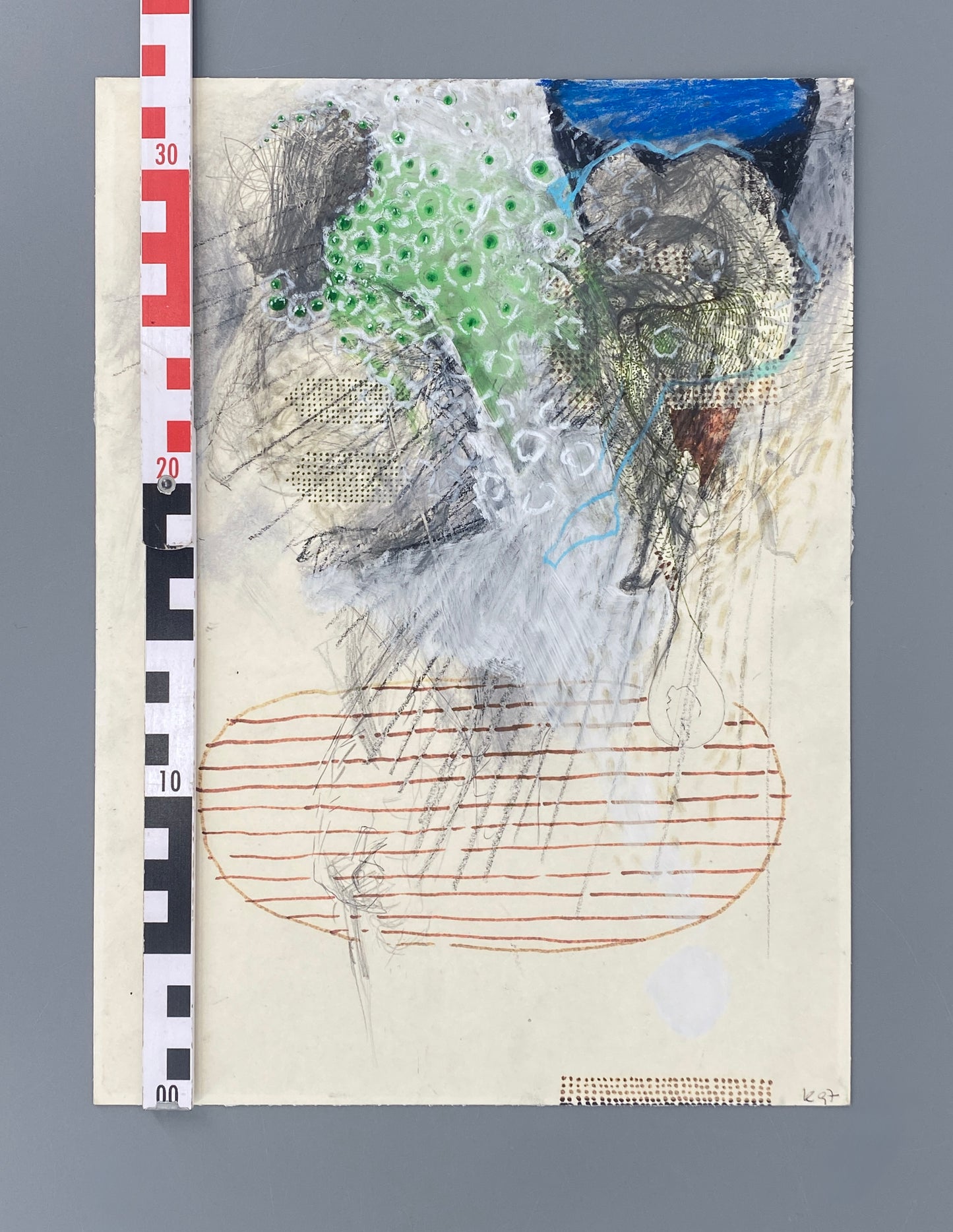 Sensibles Gemälde "Ohne Titel" von Karen Scheper (geb. 1963) mit Widmung, 1997