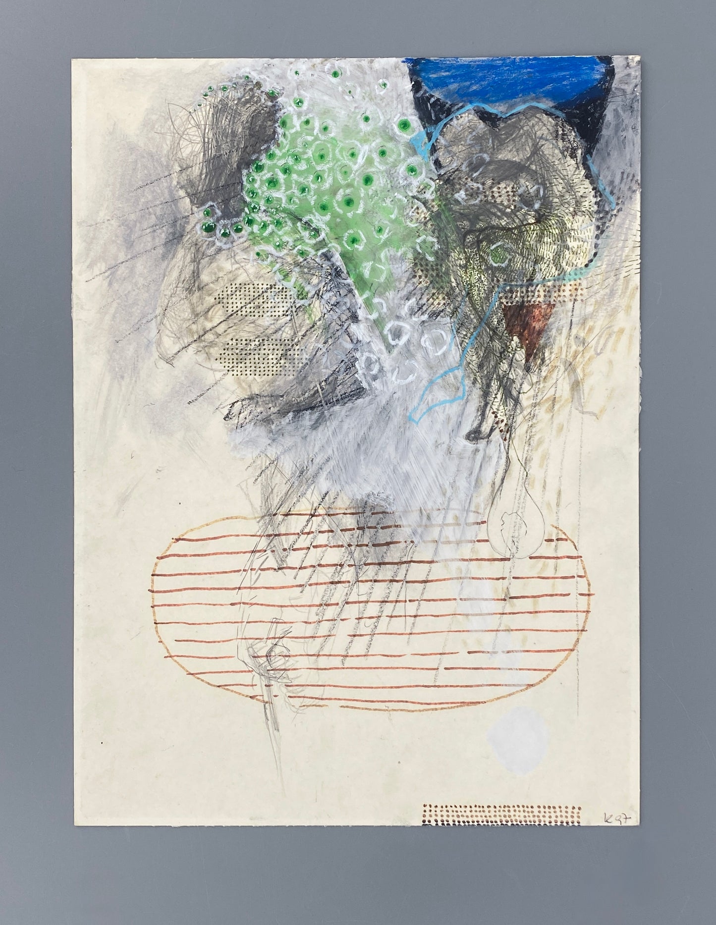 Sensibles Gemälde "Ohne Titel" von Karen Scheper (geb. 1963) mit Widmung, 1997