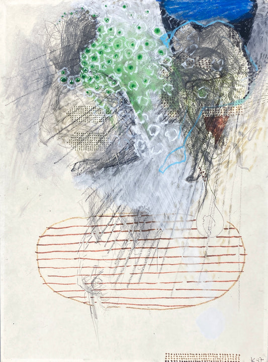 Sensibles Gemälde "Ohne Titel" von Karen Scheper (geb. 1963) mit Widmung, 1997