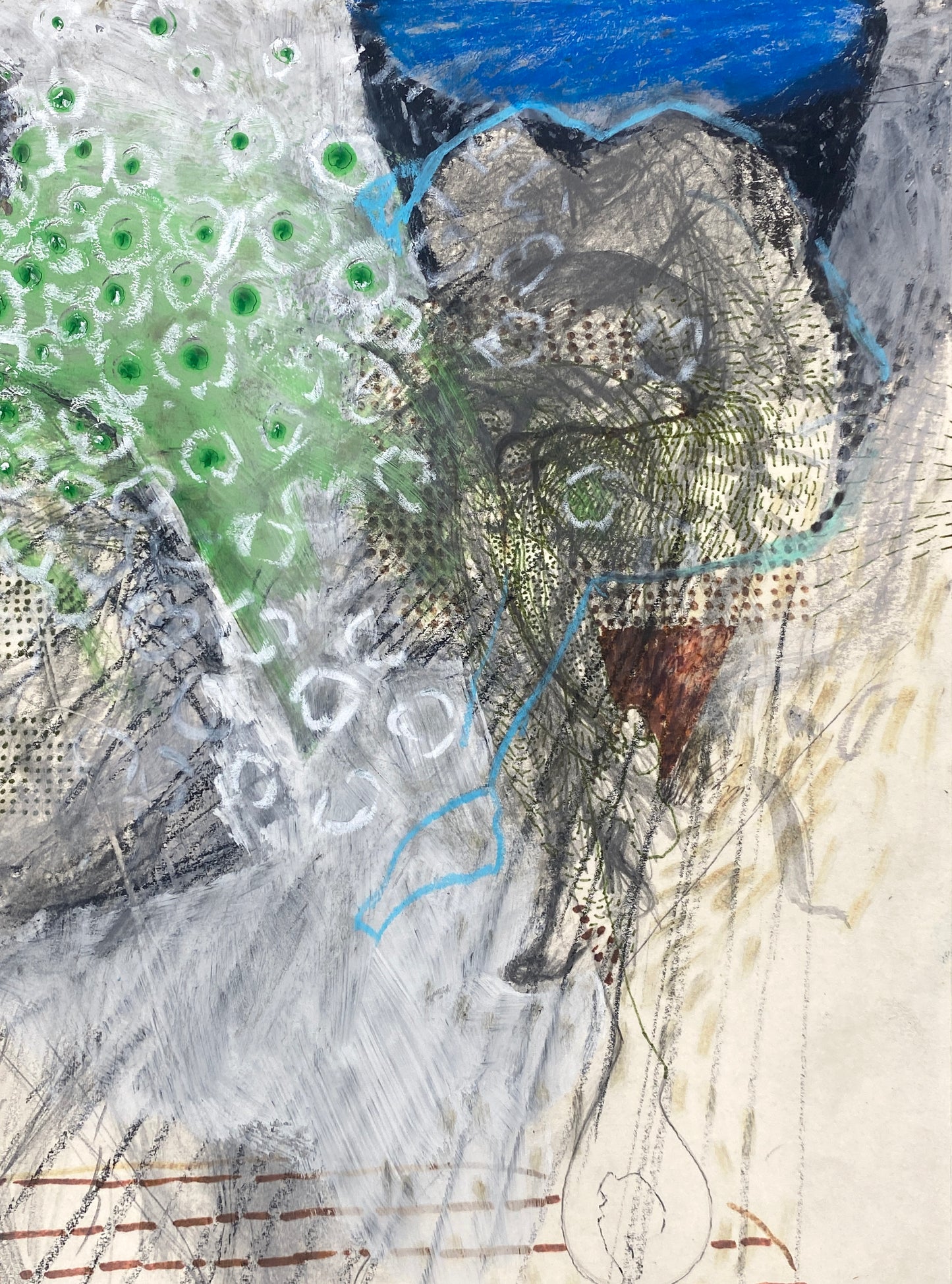 Sensibles Gemälde "Ohne Titel" von Karen Scheper (geb. 1963) mit Widmung, 1997