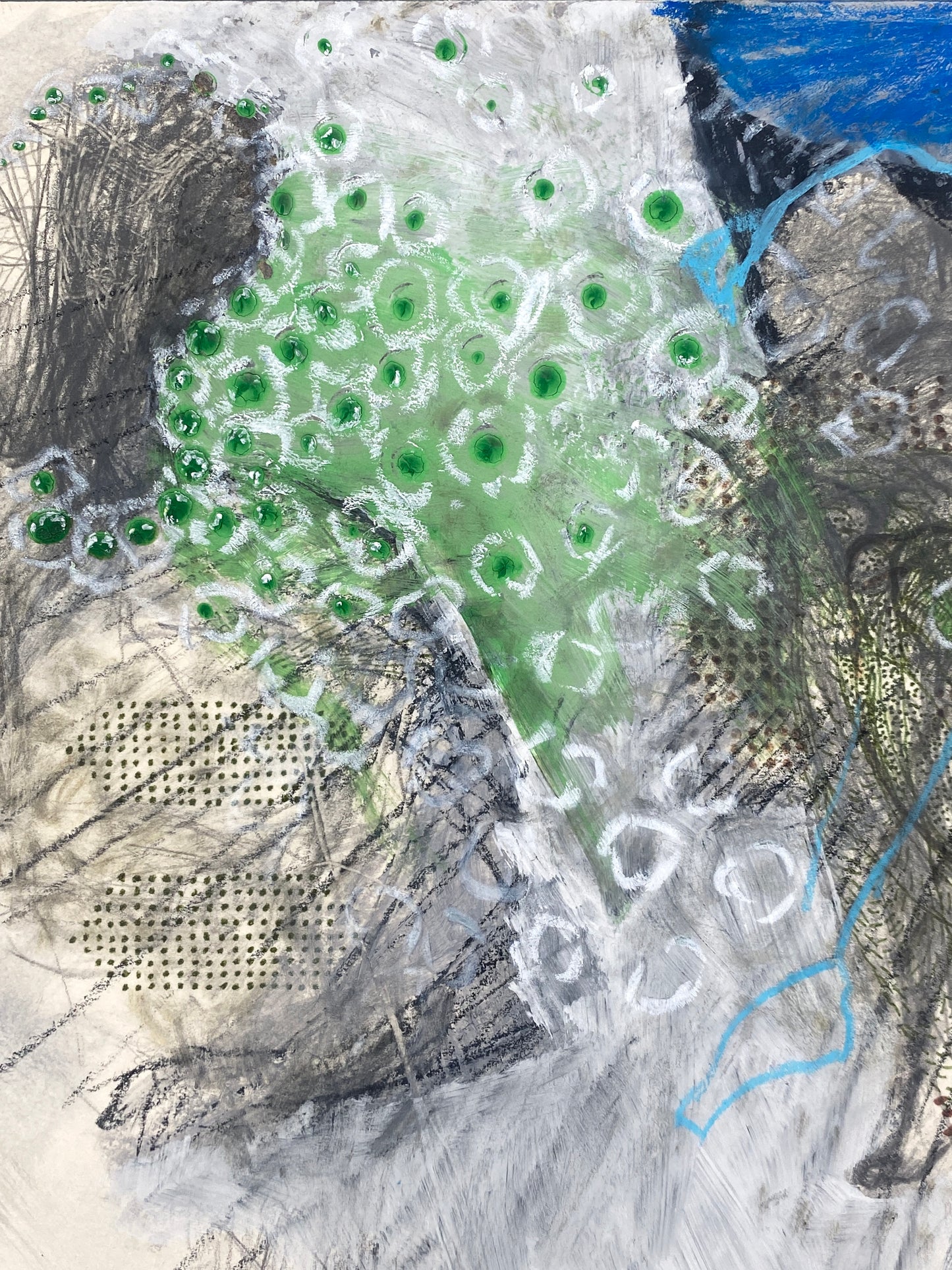 Sensibles Gemälde "Ohne Titel" von Karen Scheper (geb. 1963) mit Widmung, 1997
