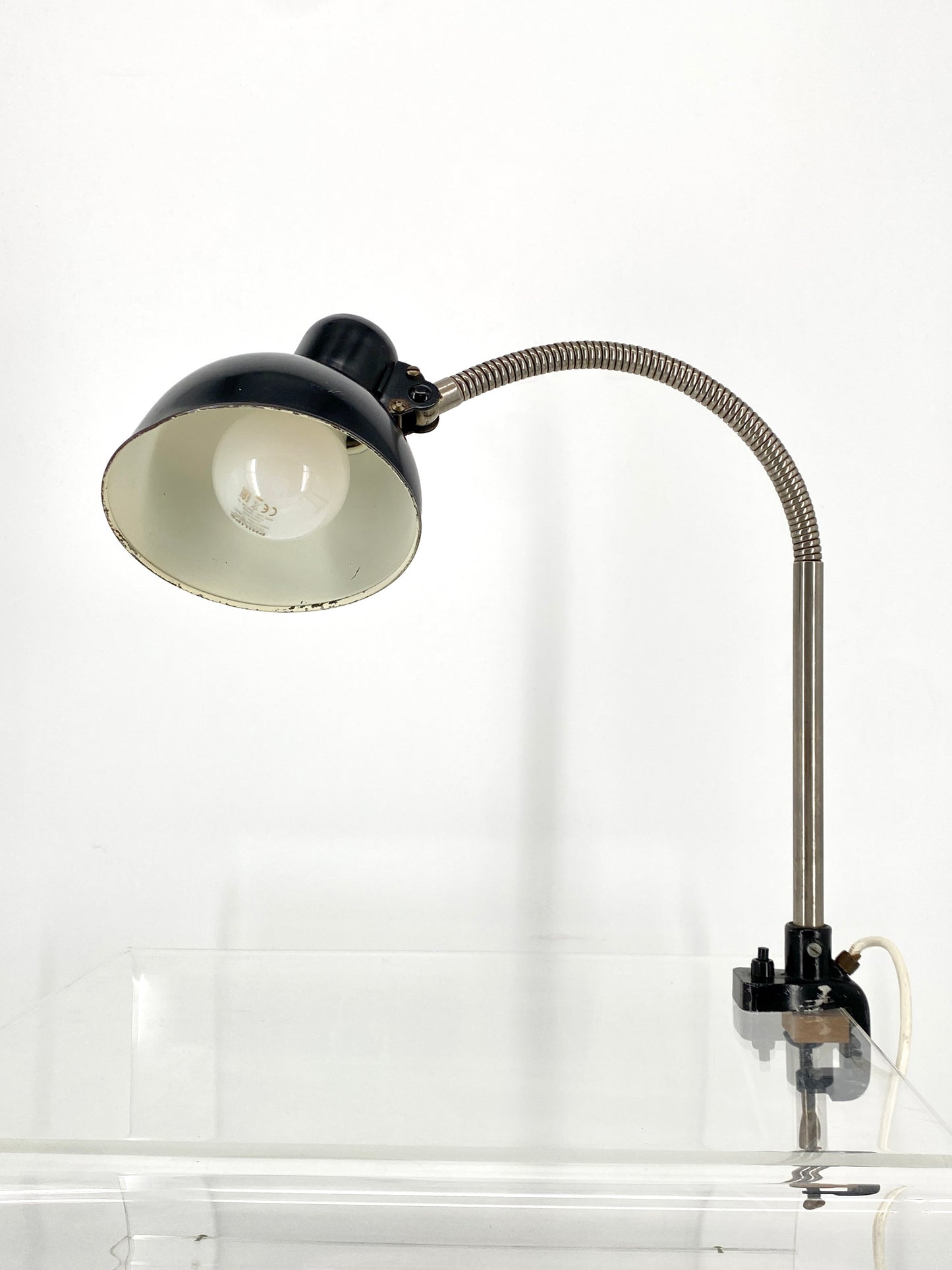 Klassische Bauhaus-Klemmlampe mit Schwanenhals, 30/40er