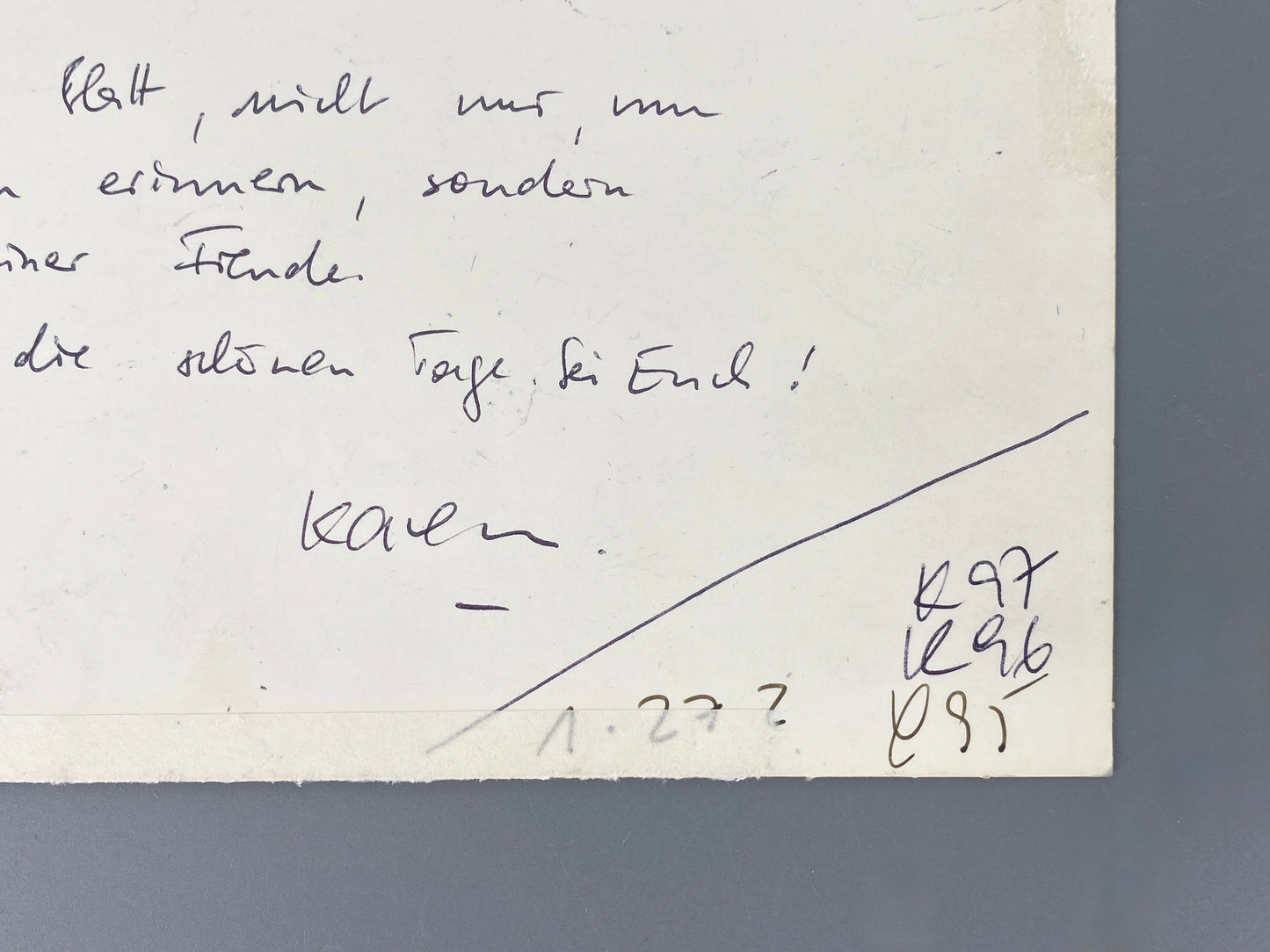 Sensibles Gemälde "Ohne Titel" von Karen Scheper (geb. 1963) mit Widmung, 1997