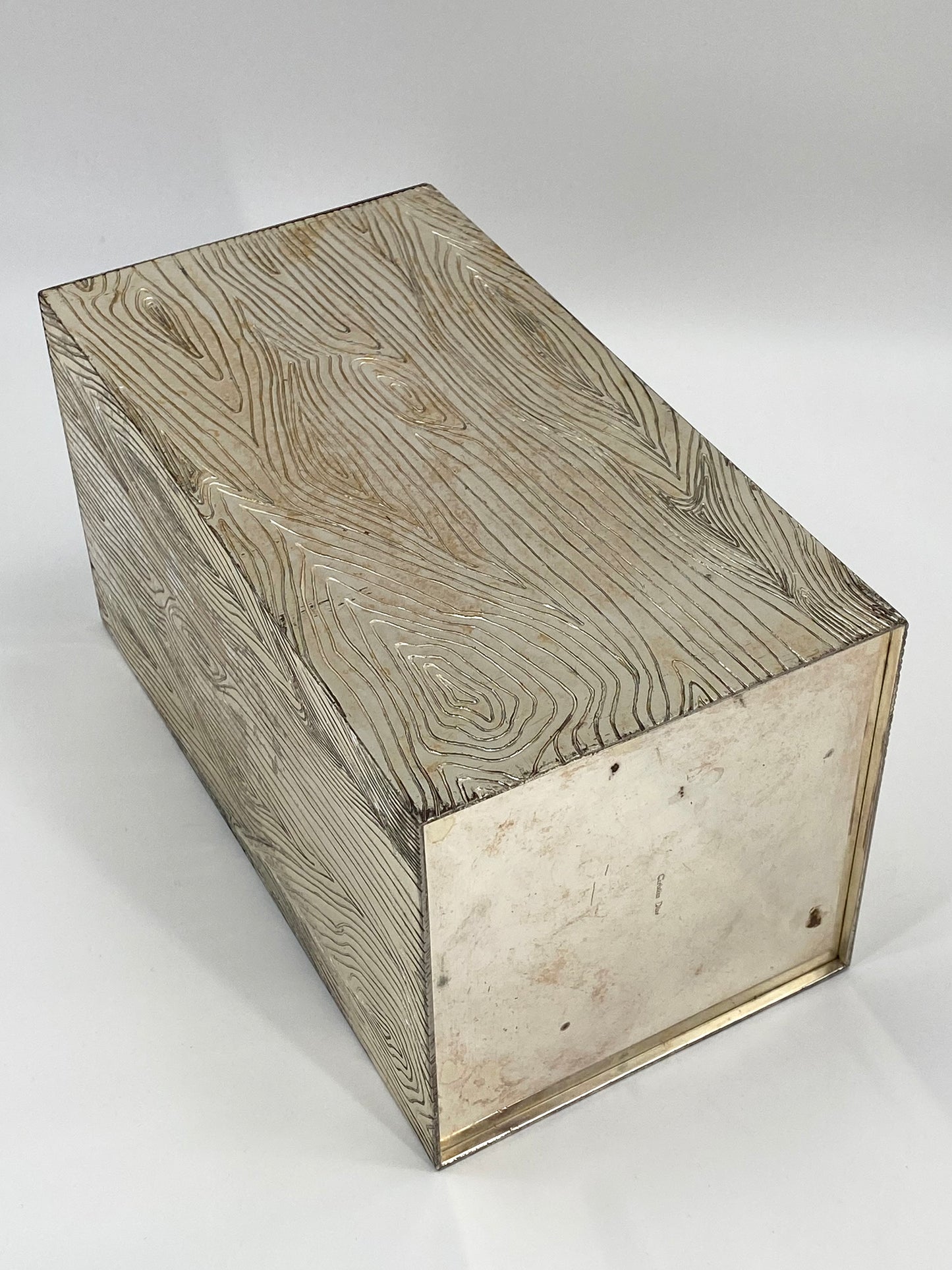 Vasen von Christian Dior aus verchromtem Messing mit Holzmaserung