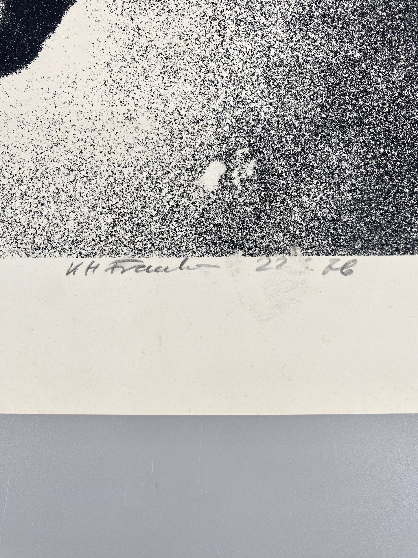 Selbstportait, lachend. Litographie von Karl-Heinz Franke