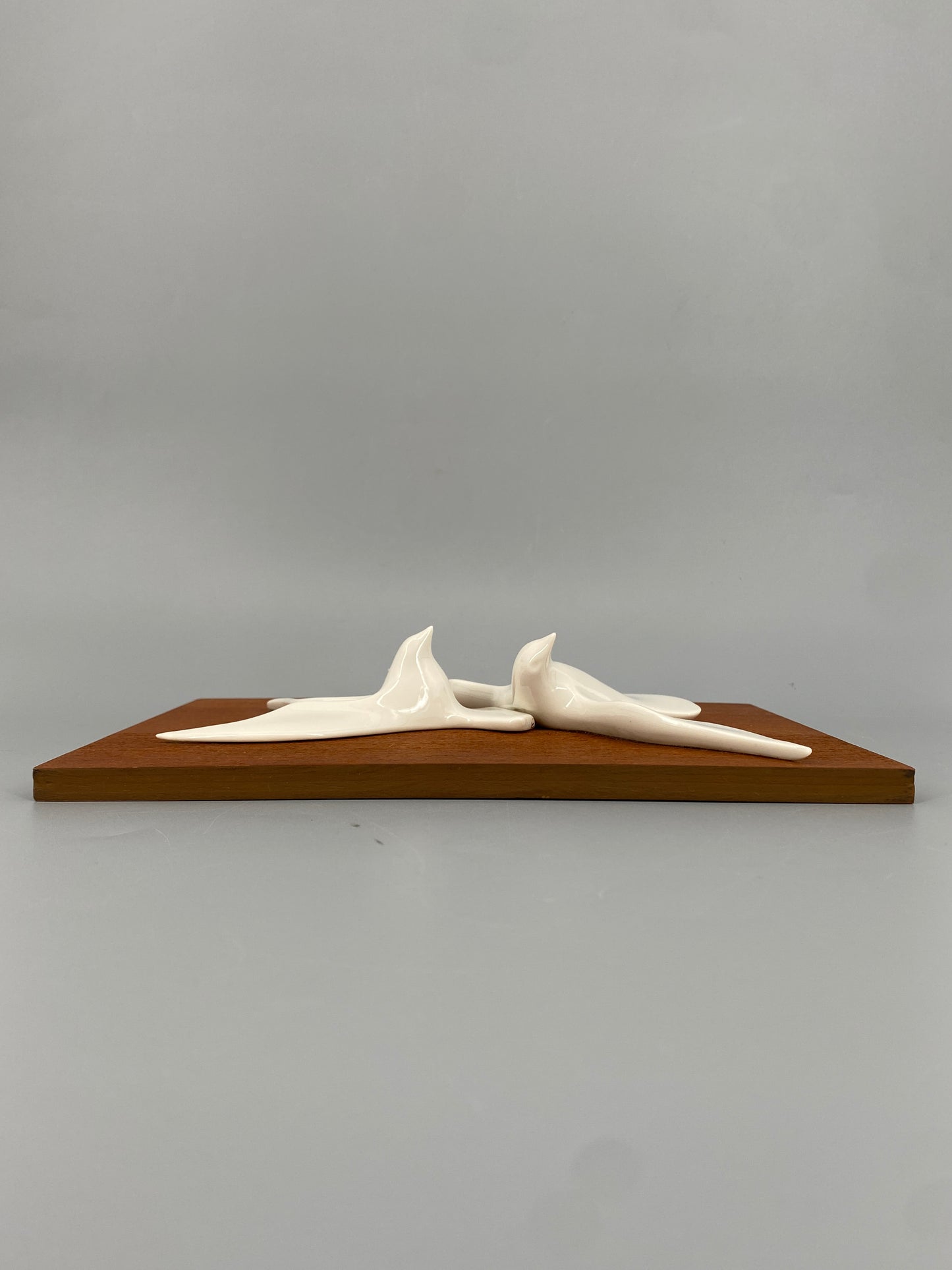 Wandrelief von Peter Müller für Sgrafo Modern aus weißem Porzellan auf Teakplatte, 60er