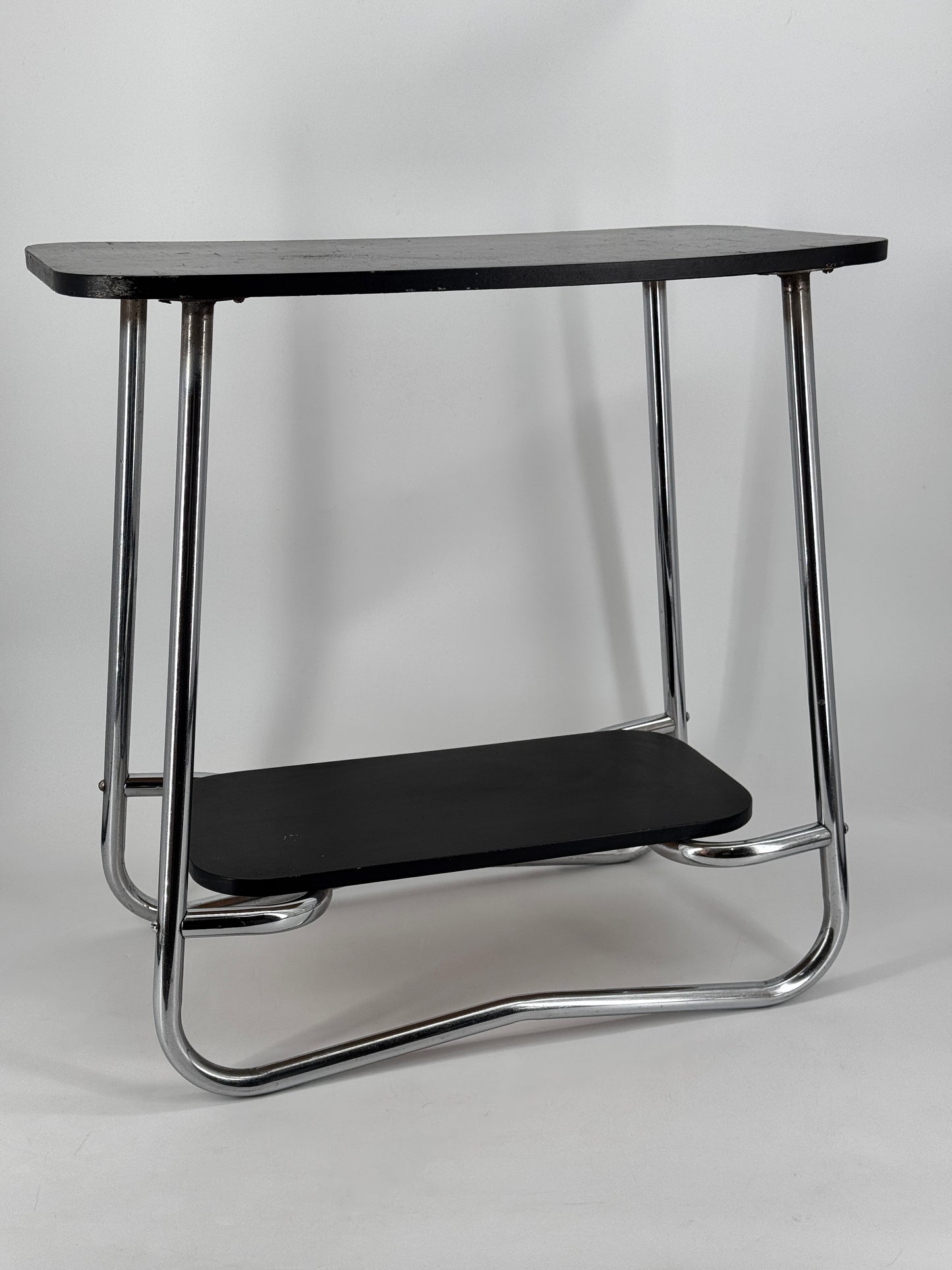 Beistelltisch, Bauhaus Design, Chrom, Holz, 30er