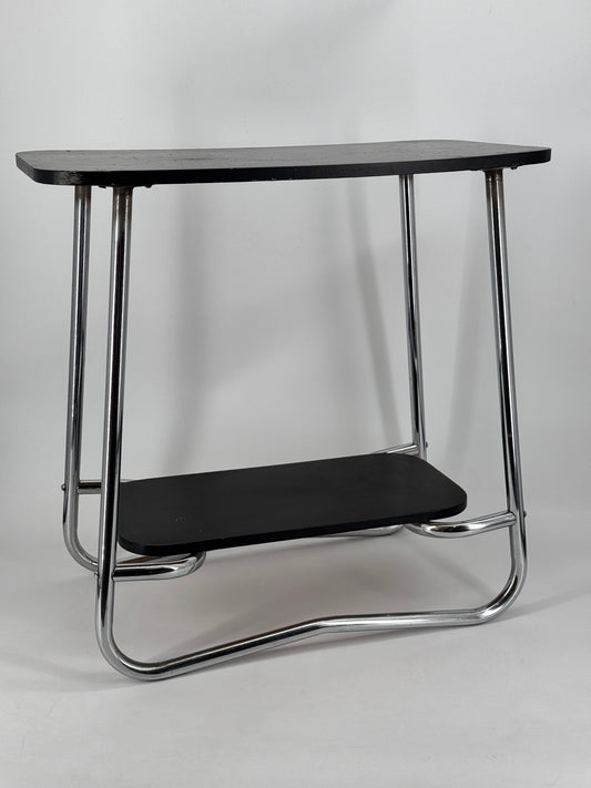 Beistelltisch, Bauhaus Design, Chrom, Holz, 30er