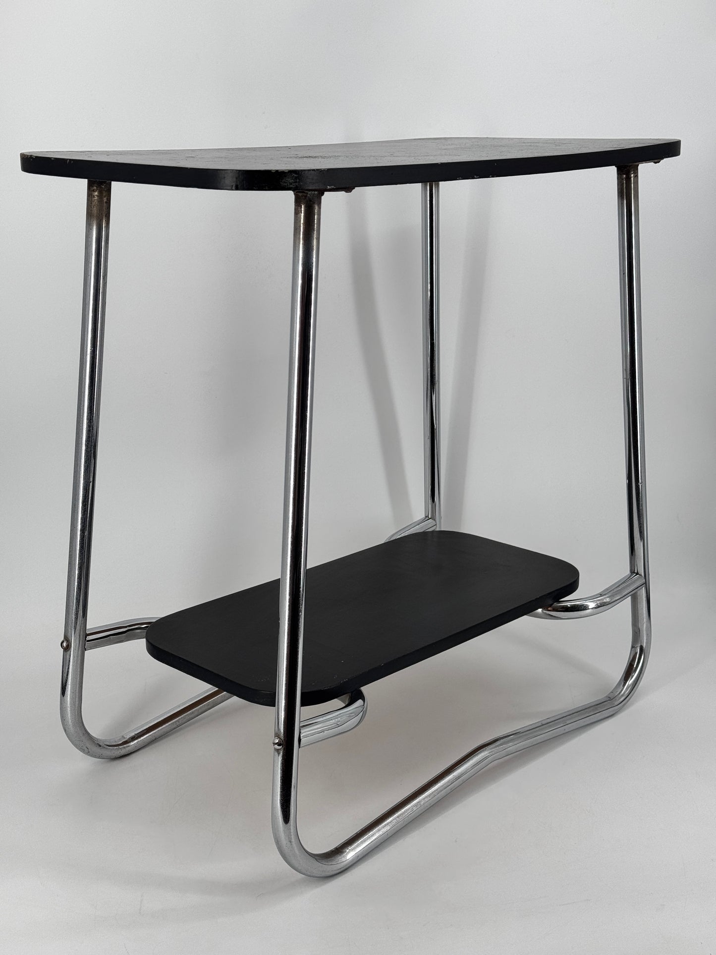 Beistelltisch, Bauhaus Design, Chrom, Holz, 30er