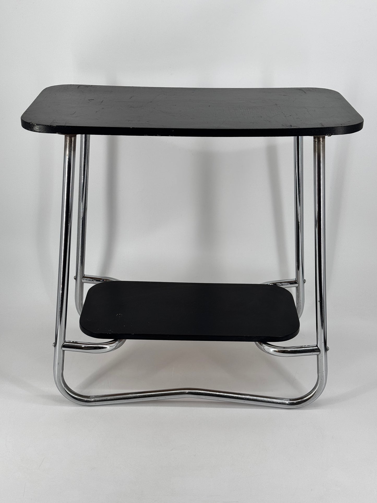 Beistelltisch, Bauhaus Design, Chrom, Holz, 30er