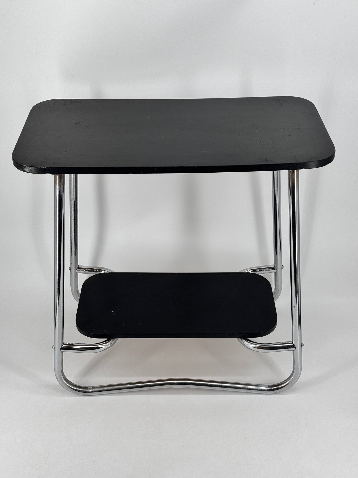 Beistelltisch, Bauhaus Design, Chrom, Holz, 30er