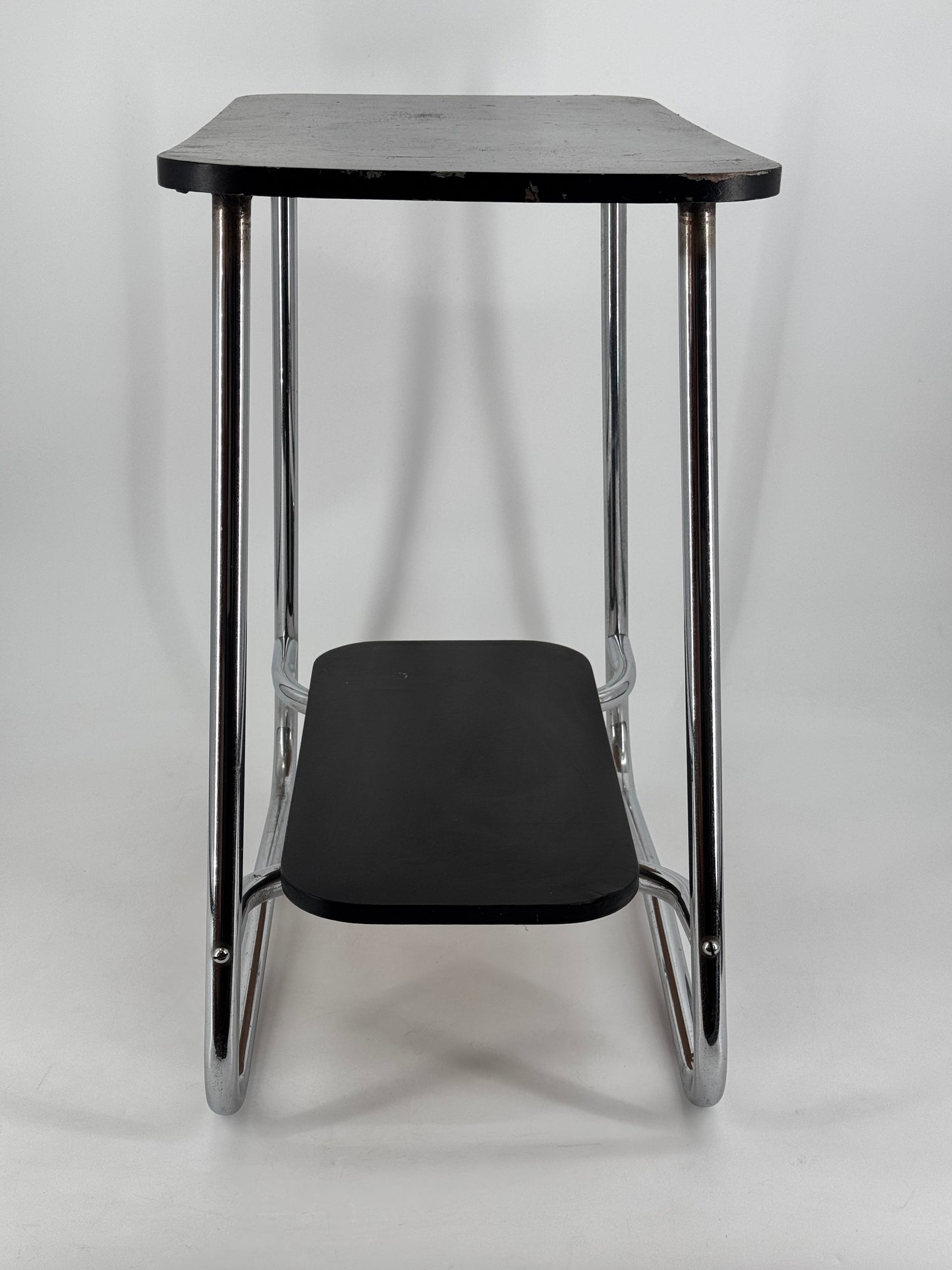 Beistelltisch, Bauhaus Design, Chrom, Holz, 30er