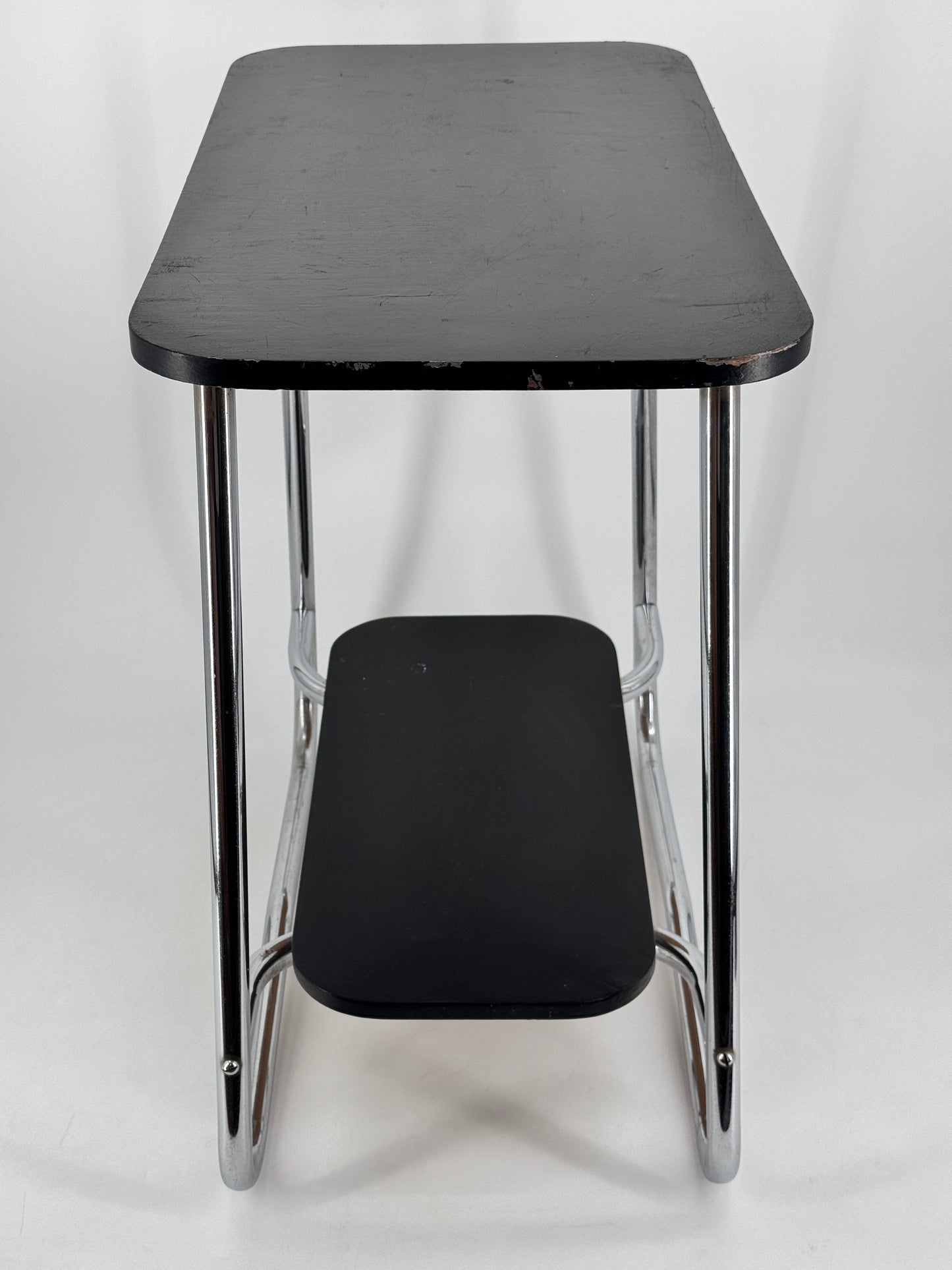 Beistelltisch, Bauhaus Design, Chrom, Holz, 30er