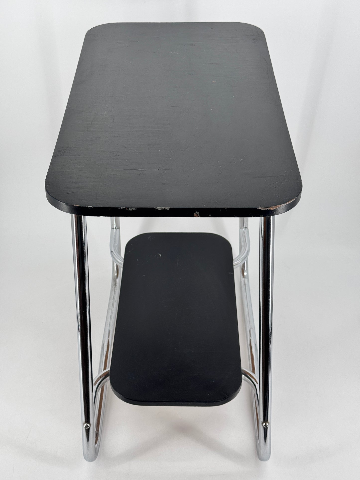 Beistelltisch, Bauhaus Design, Chrom, Holz, 30er