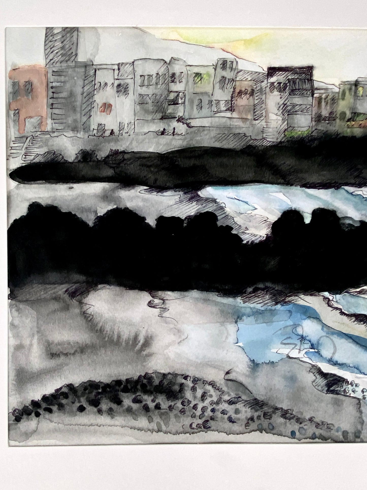 Puerto de la Cruz, Tenerrifa. Aquarell, H. Engeln signiert
